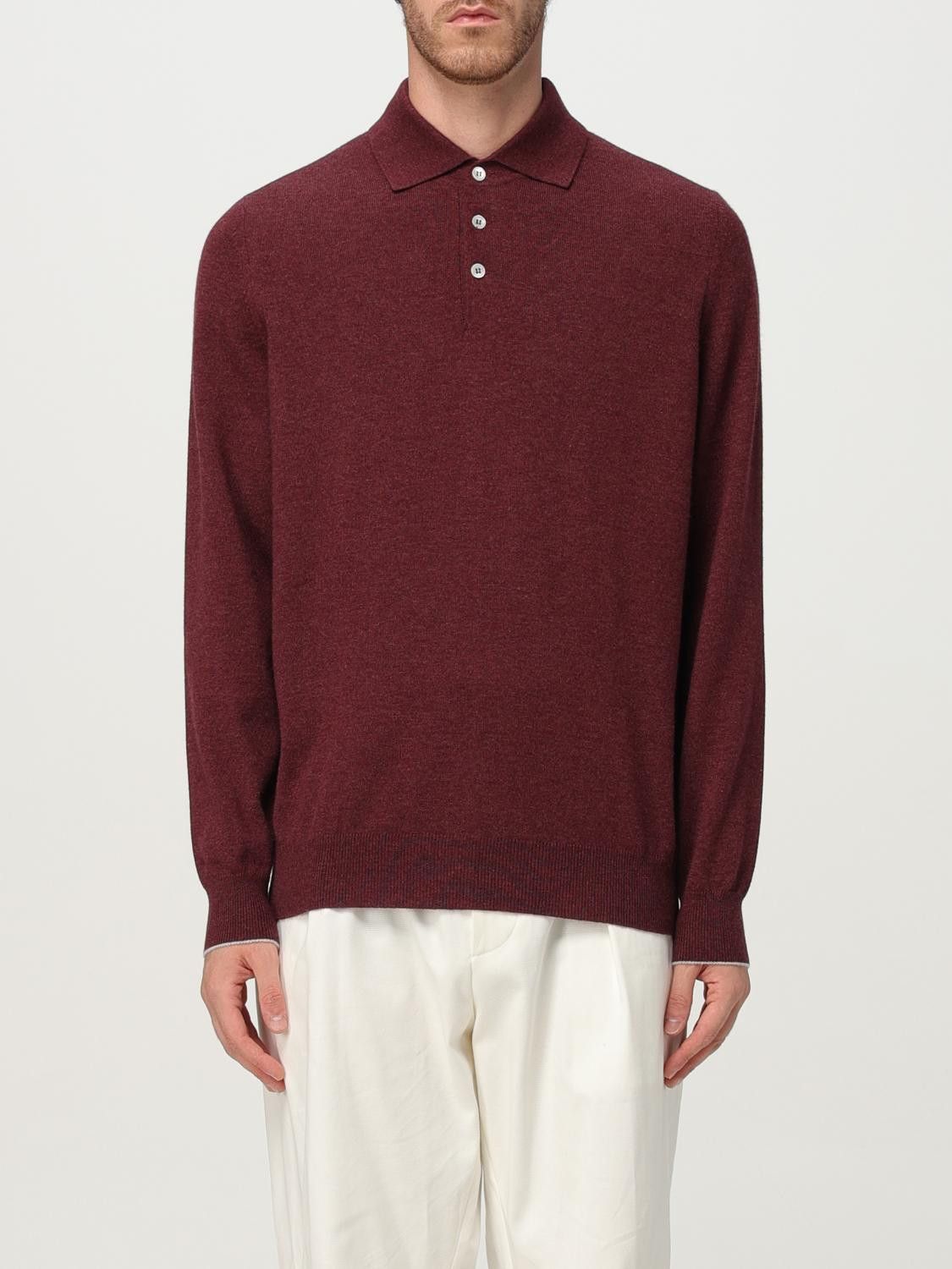 Brunello Cucinelli Brunello Cucinelli Polo Shirt Men Burgundy Size US XL / EU 56 / 4 - 1 Thumbnail