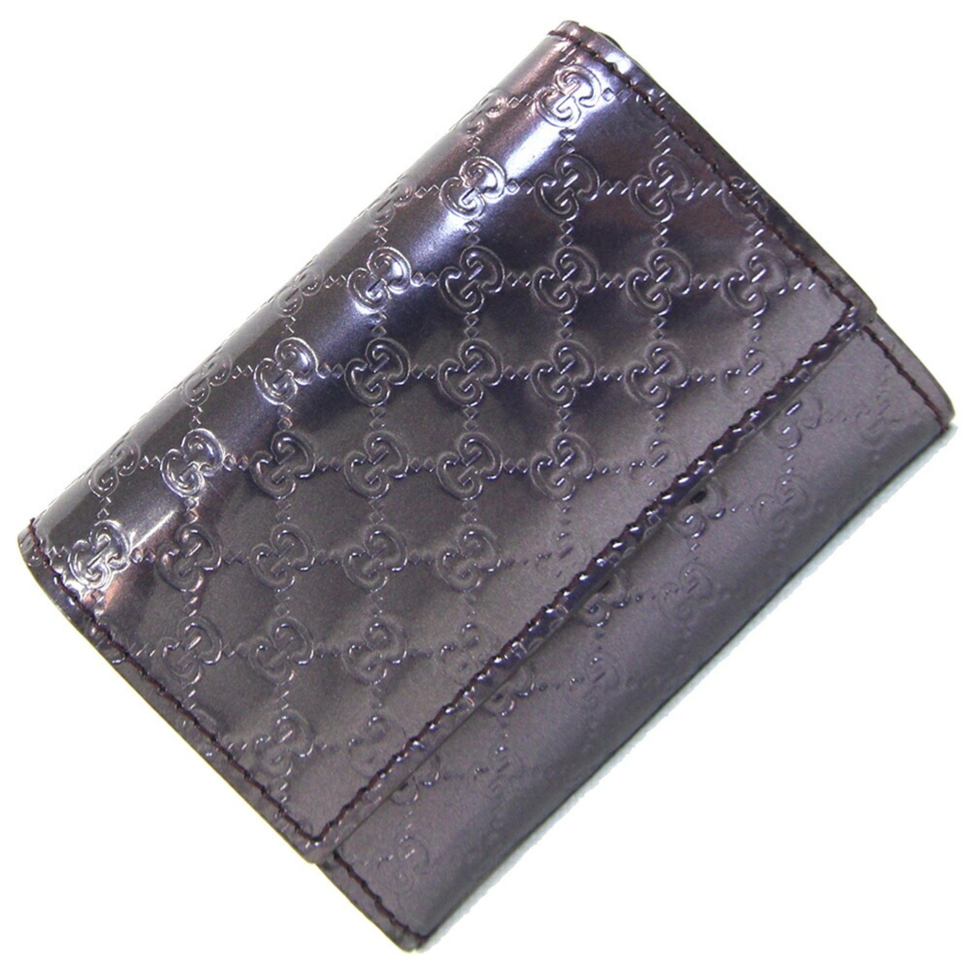 Gucci Coin Case Micro Guccissima 295845 Purple Patent Leather Compact Wallet Mini Purse Women's Gucci