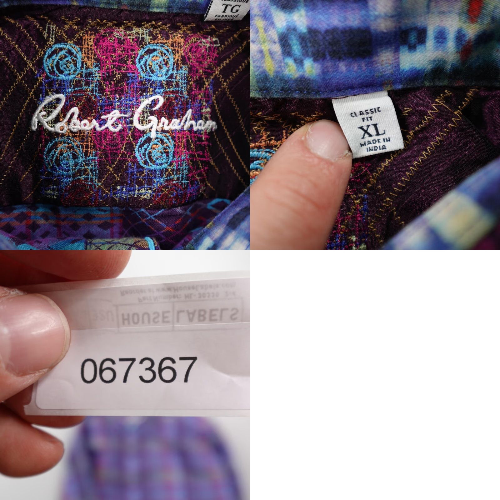 Robert Graham Robert Graham Shirt Mens XL Purple Abstract Classic Long Sleeve Flip Cuffs Size US XL / EU 56 / 4 - 8 Thumbnail
