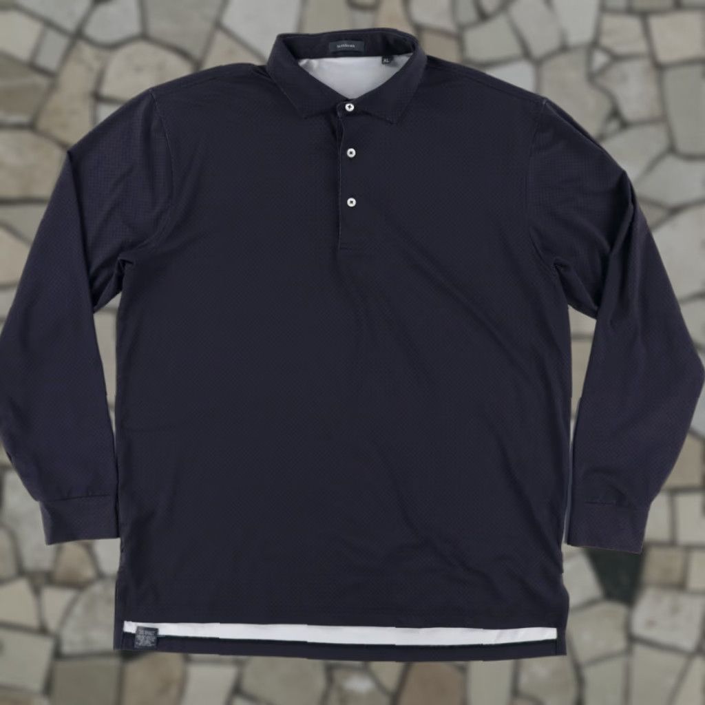 Vintage Turtleson Stretch Geometric Long Sleeve Polo Shirt Navy Men's XL Size US XL / EU 56 / 4 - 1 Thumbnail