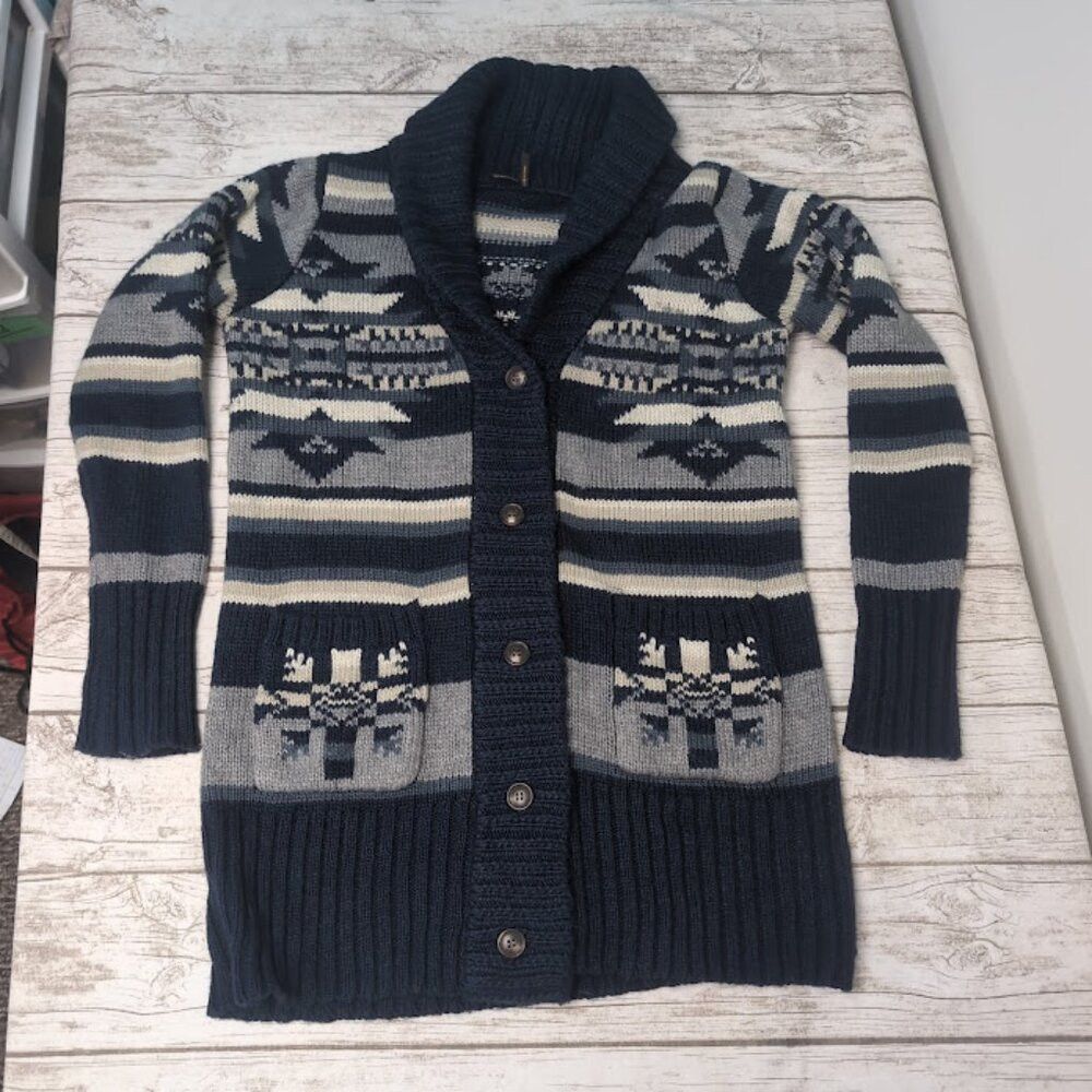 Stetson Stetson Black and Grey Aztec Print Button Cardigan Size Lar Size L / US 10 / IT 46 - 1 Thumbnail