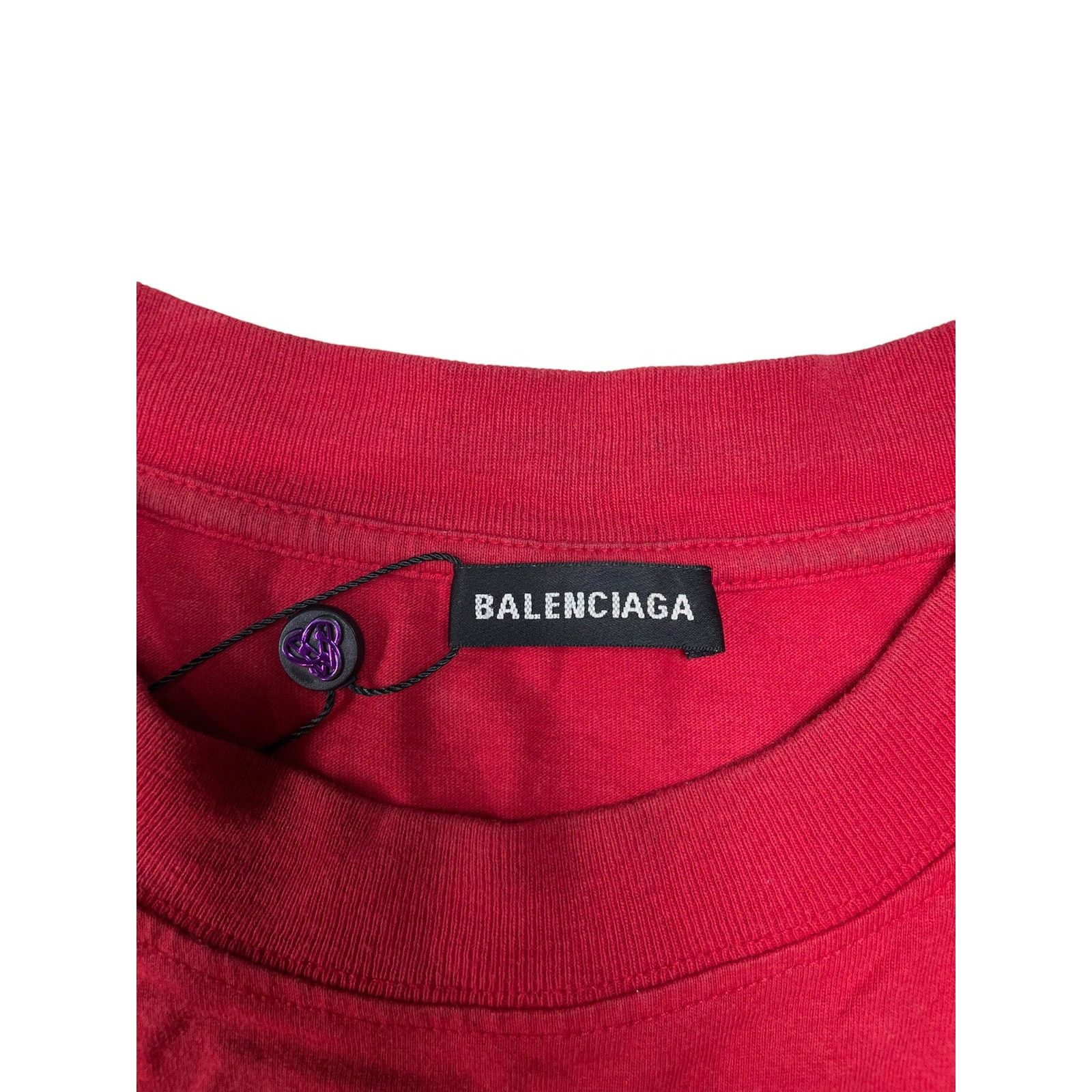 Balenciaga Balenciaga 'Small Logo' Red & Black Tee Size US S / EU 44-46 / 1 - 3 Thumbnail