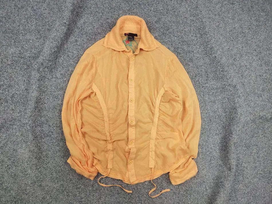 Vintage Diesel Y2K Blouse Shirt drawstrings embroidered logo