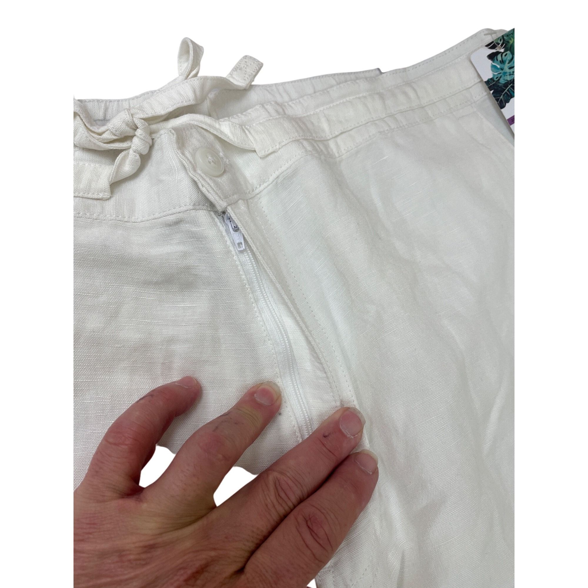 Cubavera Cubavera Womens white linen Blend Drawstring Wide Leg Pants Size 24" / US 00 / IT 34 - 5 Thumbnail