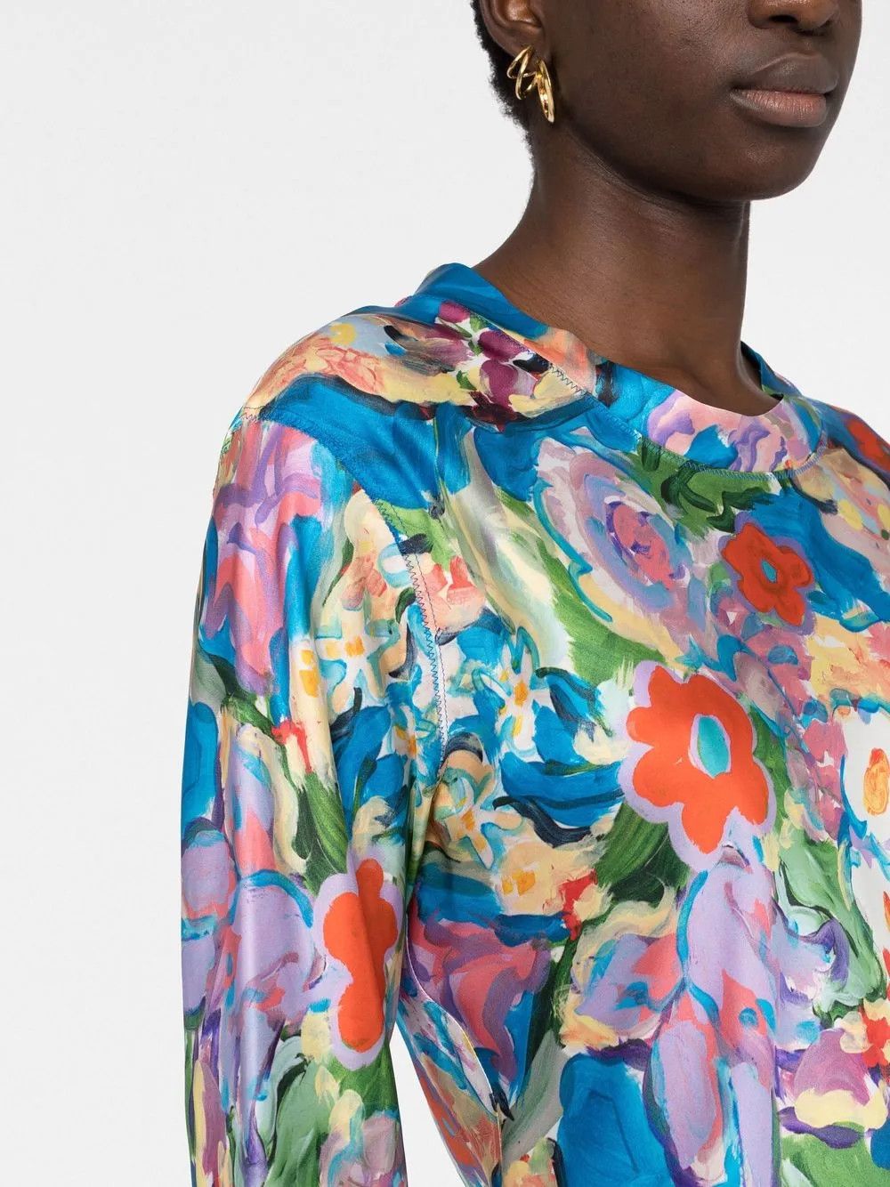 Marni o1y1025 Crewneck Mini Dress in Multicolor Size XS / US 0-2 / IT 36-38 - 2 Thumbnail