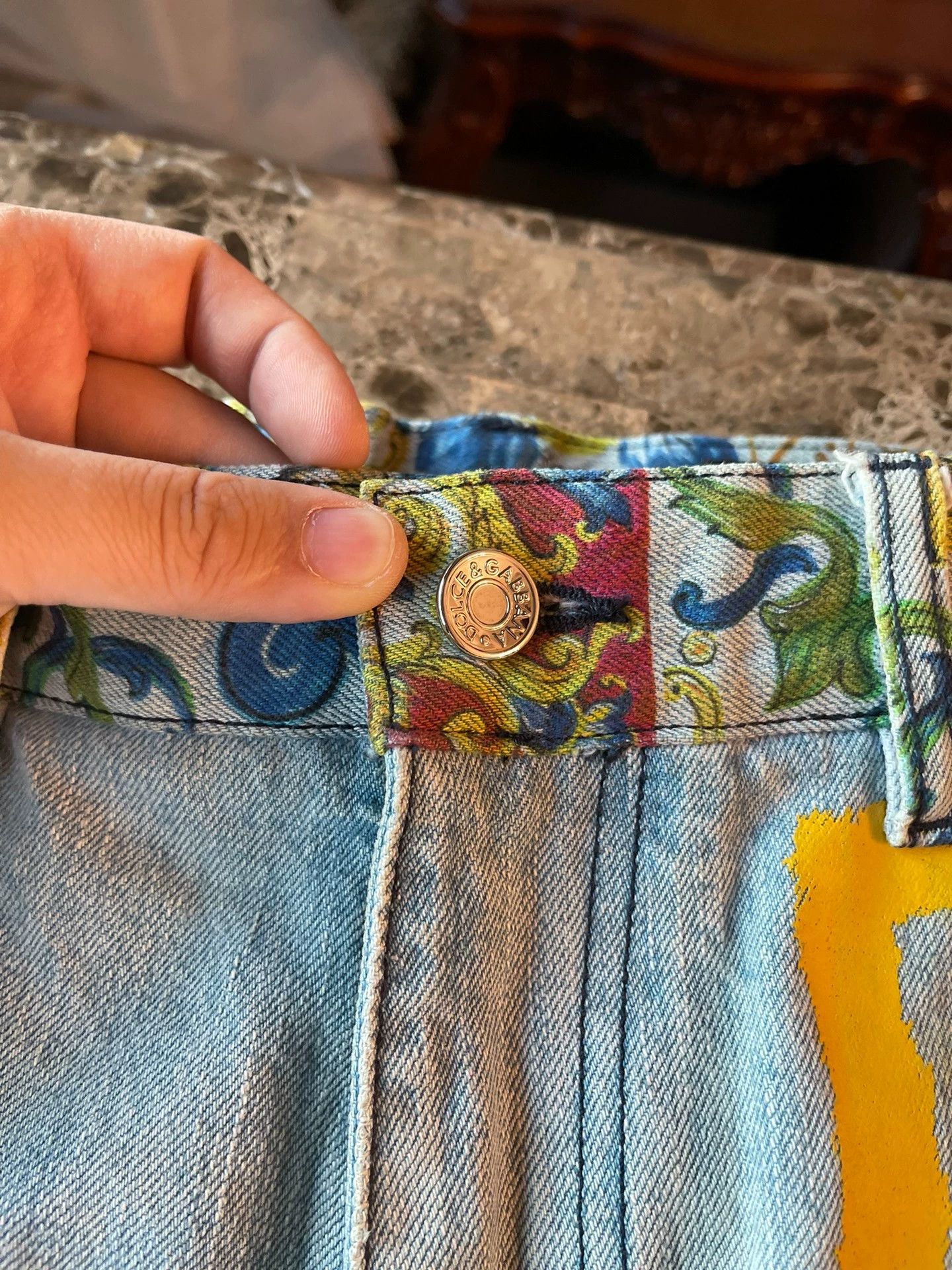 Dolce & Gabbana DG Mens 50 Light Blue Denim Pants DG Logo Angel Graffiti Size US 34 / EU 50 - 6 Thumbnail
