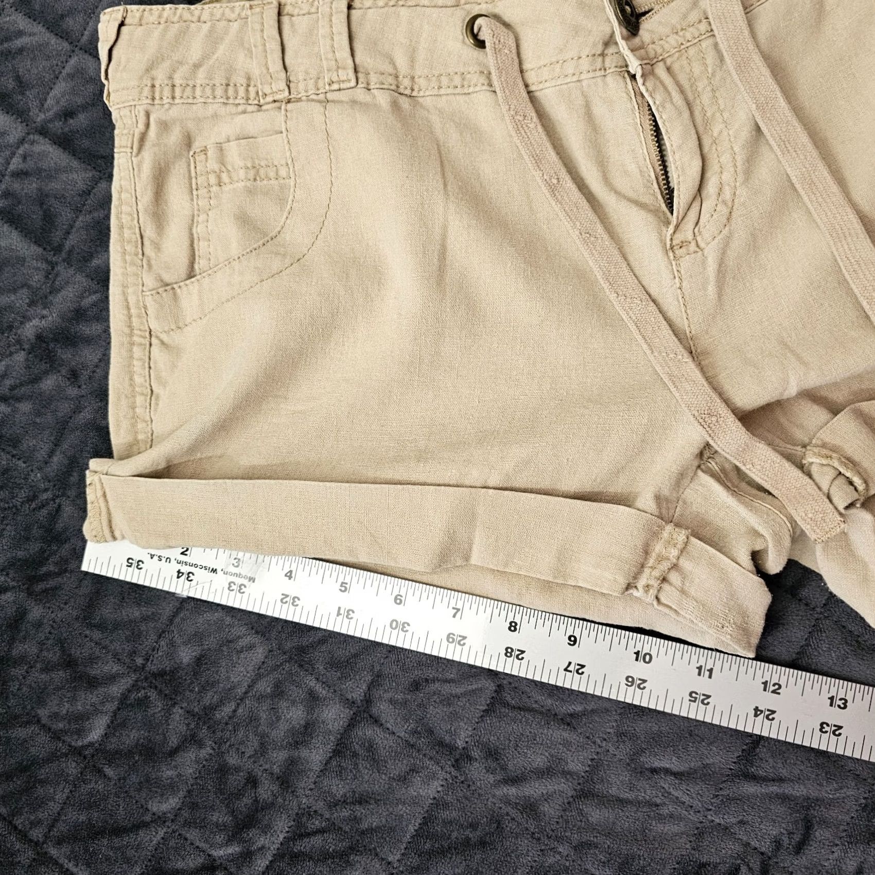 Route 66 Route 66 Women Linen Shorts Size 10 Beig e Casual Outdoor Beach Shorts Beige Women) Size 32" / US 10 / IT 46 - 6 Thumbnail