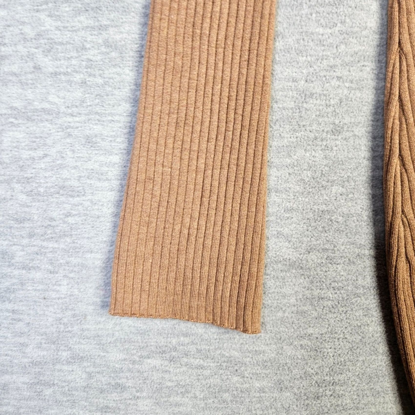 AYR AYR Womens XS Ribbed Knit Dress Tan Long Sleeve Midi Colorful Solid A-Line Size XS / US 0-2 / IT 36-38 - 4 Thumbnail