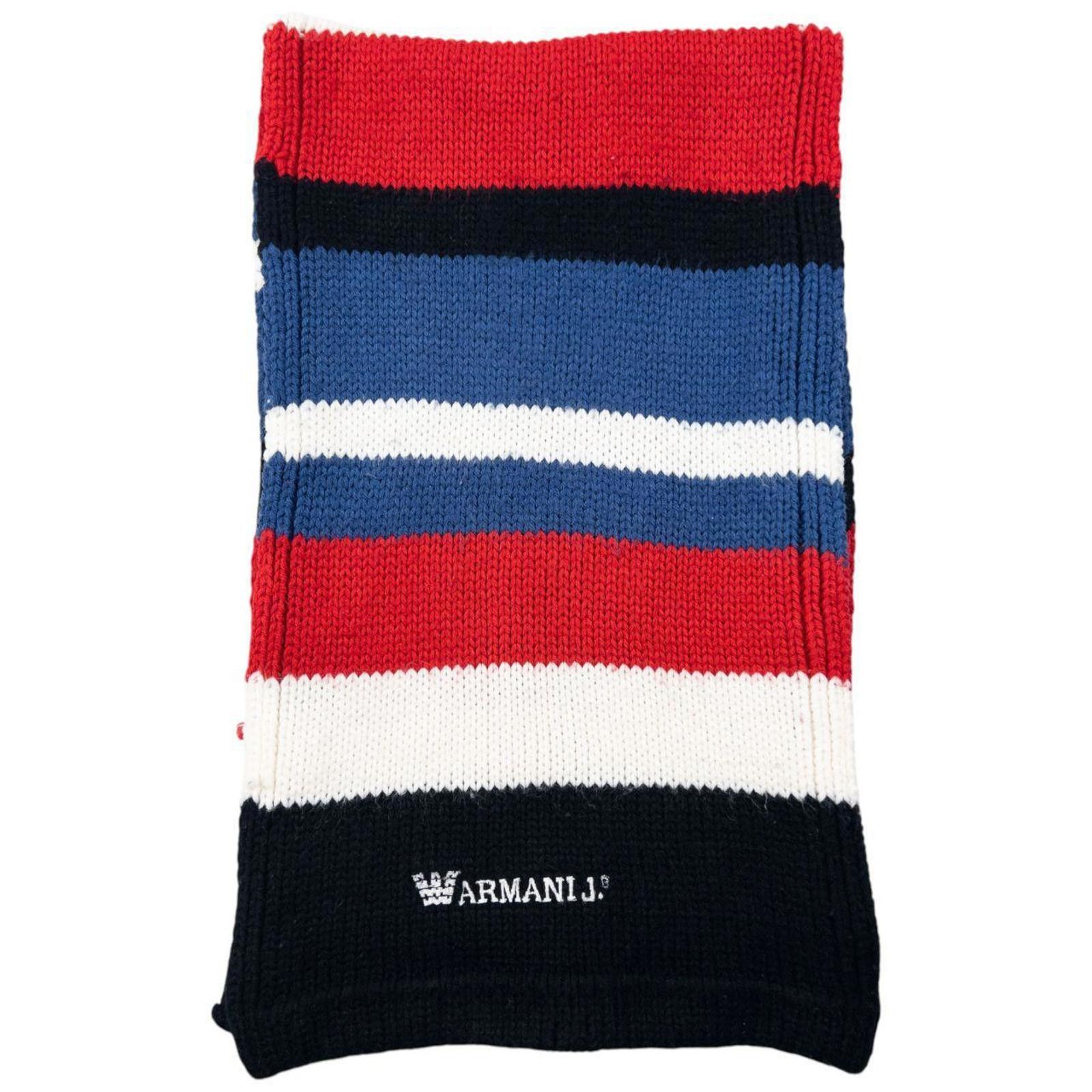 Other Vintage Armani Jeans Striped Knit Scarf Size ONE SIZE - 1 Thumbnail