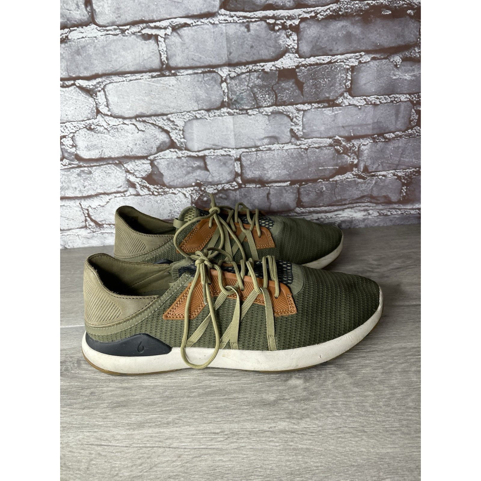 Olukai Olukai Mio Li Green Synthetic Brown Lace Up Sneaker Shoes Me Size US 11 / EU 44 - 14 Thumbnail