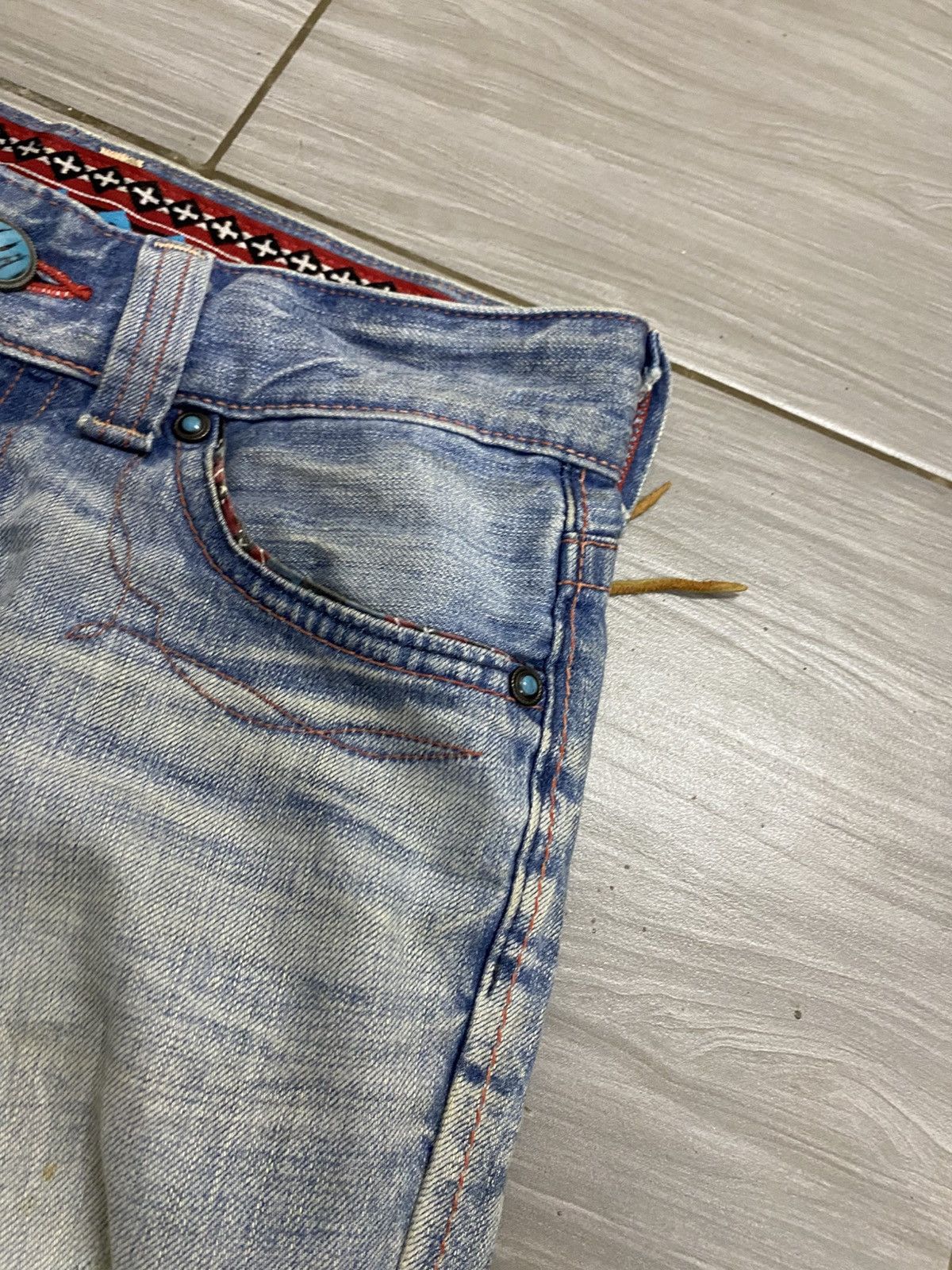 Edwin Edwin Japan Blue Trip Distressed Denim Jeans Aztec Size 28" / US 6 / IT 42 - 5 Thumbnail