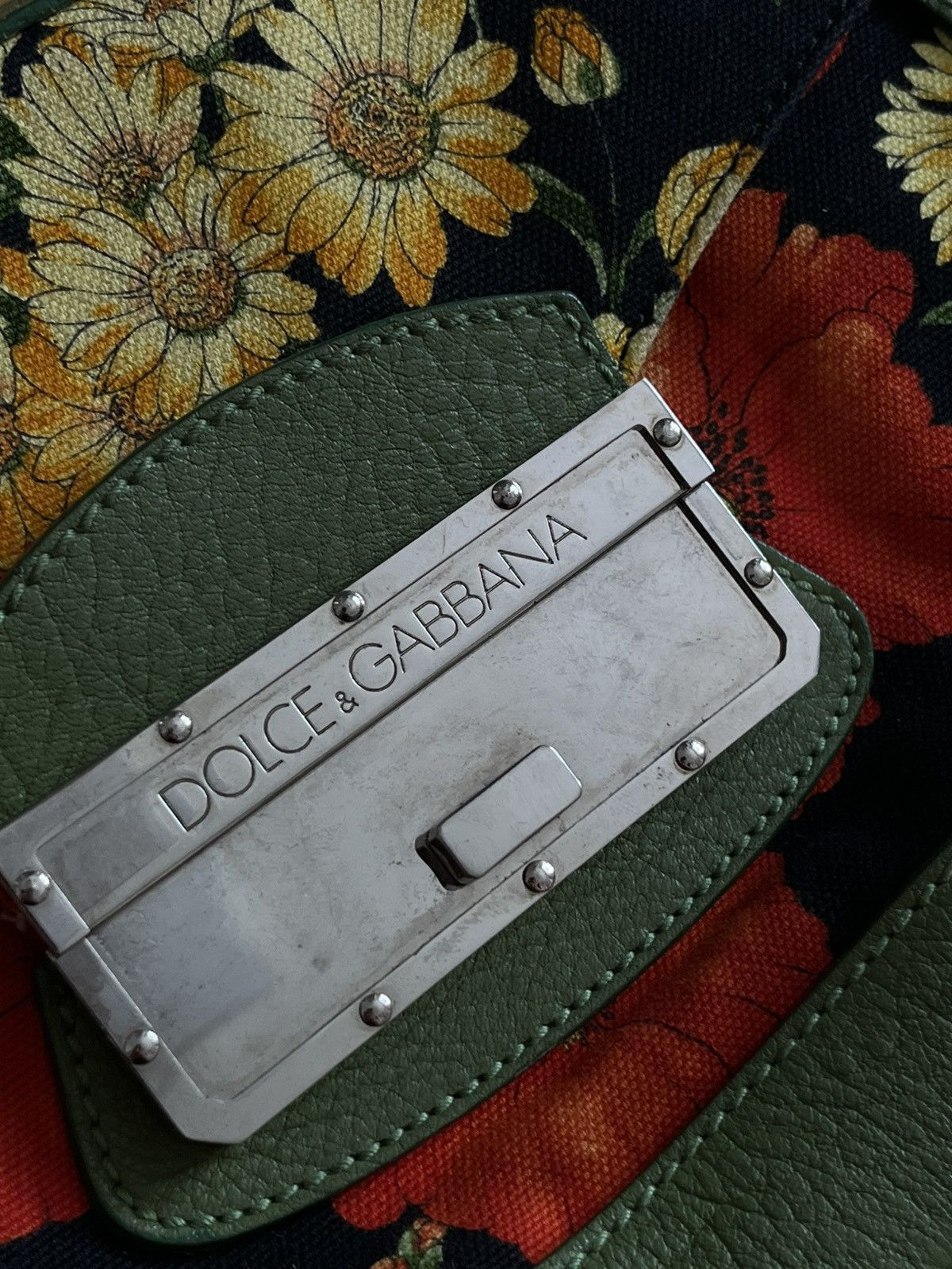 Dolce & Gabbana Dolce & Gabbana Floral Mini Bag Green Leather Shoulder Bag Size ONE SIZE - 4 Thumbnail