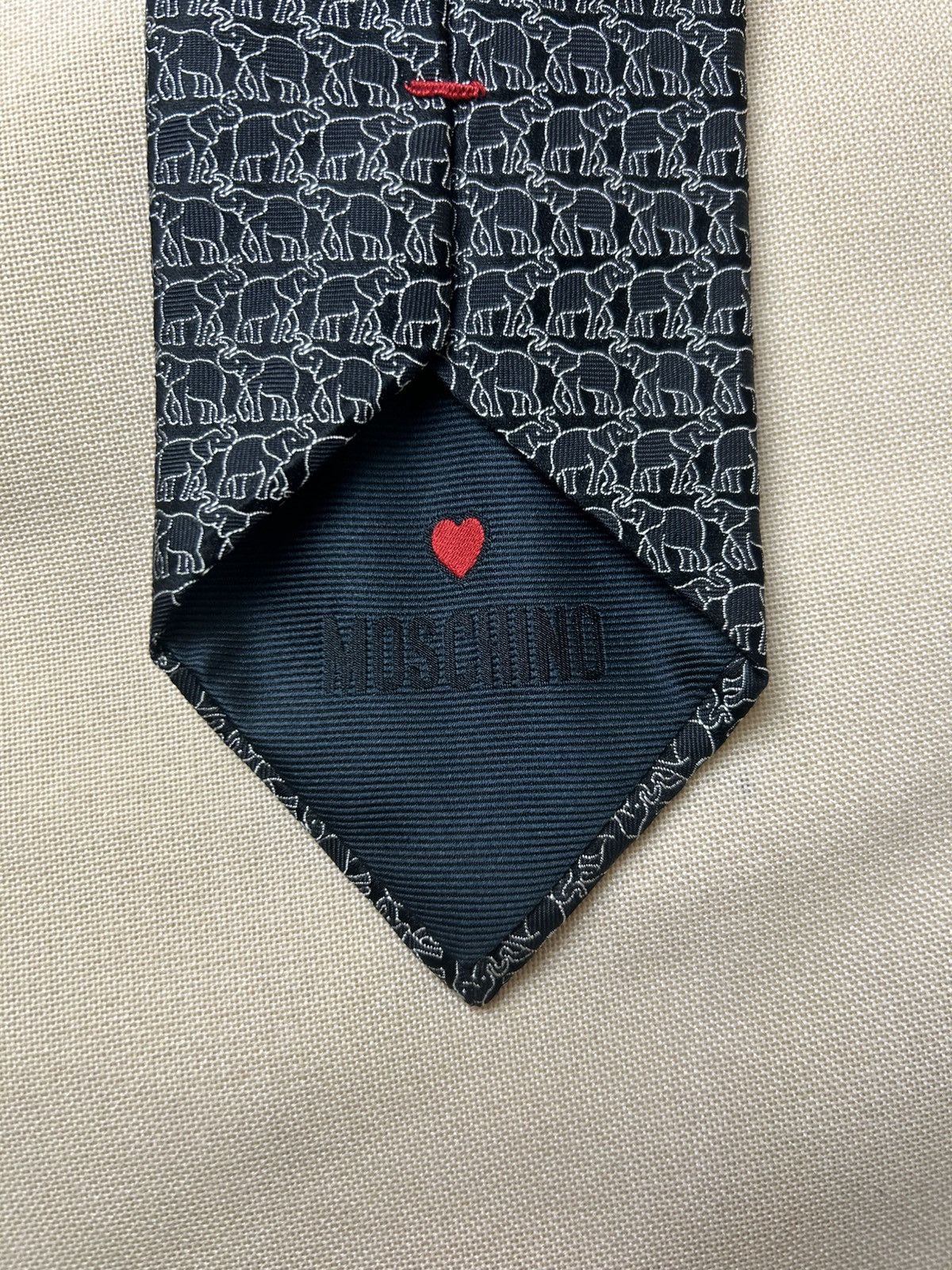 Moschino Moschino black silver elephant Silk Mens Tie Size ONE SIZE - 5 Thumbnail