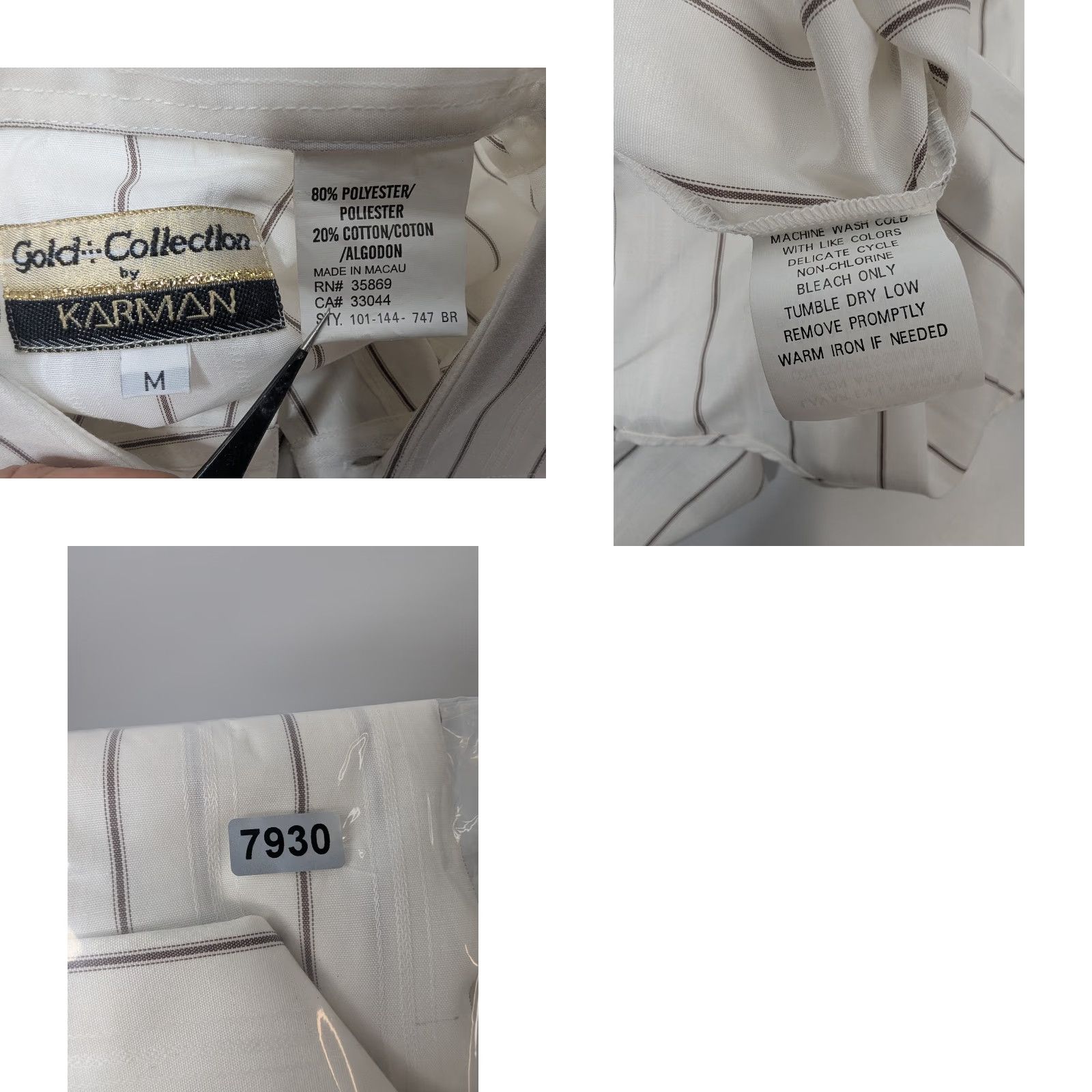 Armani VINTAGE Gold Collection by Karman Pearl Snap Western Stripe Shirt M Ivory Cowboy Rodeo Womens Size US M / EU 48-50 / 2 - 8 Thumbnail