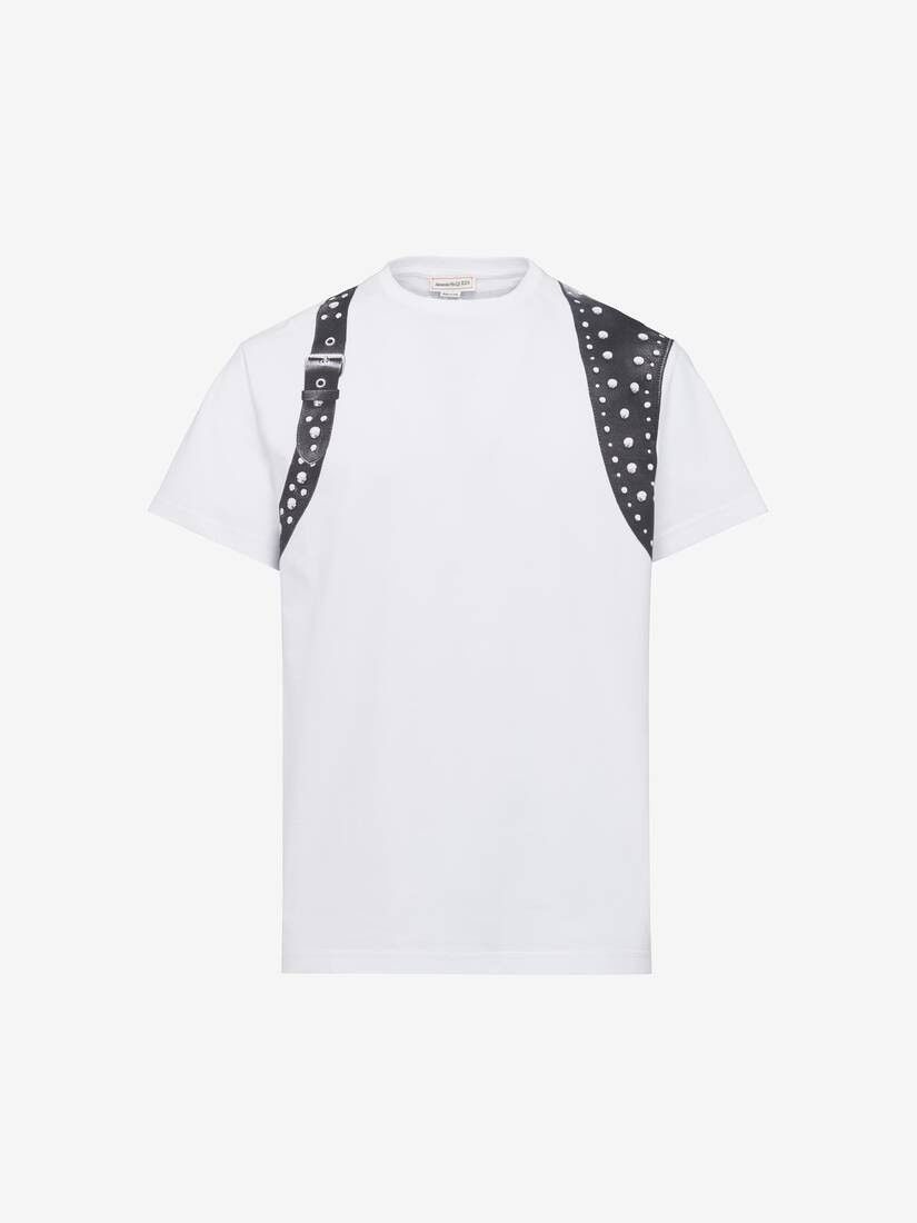 Alexander McQueen o1w1db10725 Studded Harness T-Shirt in White Size US M / EU 48-50 / 2 - 1 Thumbnail