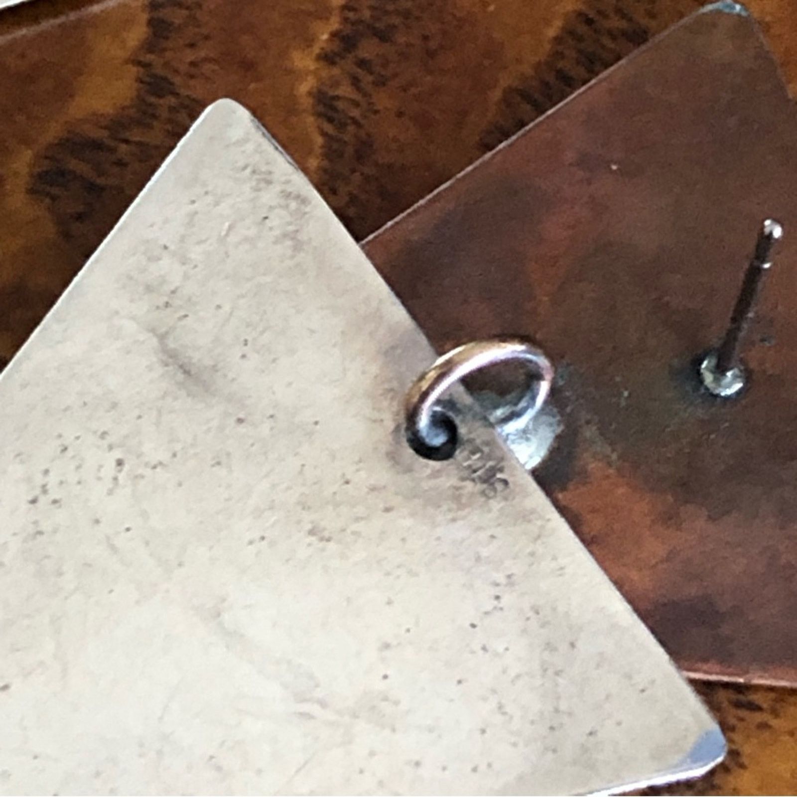 Vintage Vintage hand crafted artist copper and sterling earrings Size ONE SIZE - 10 Thumbnail