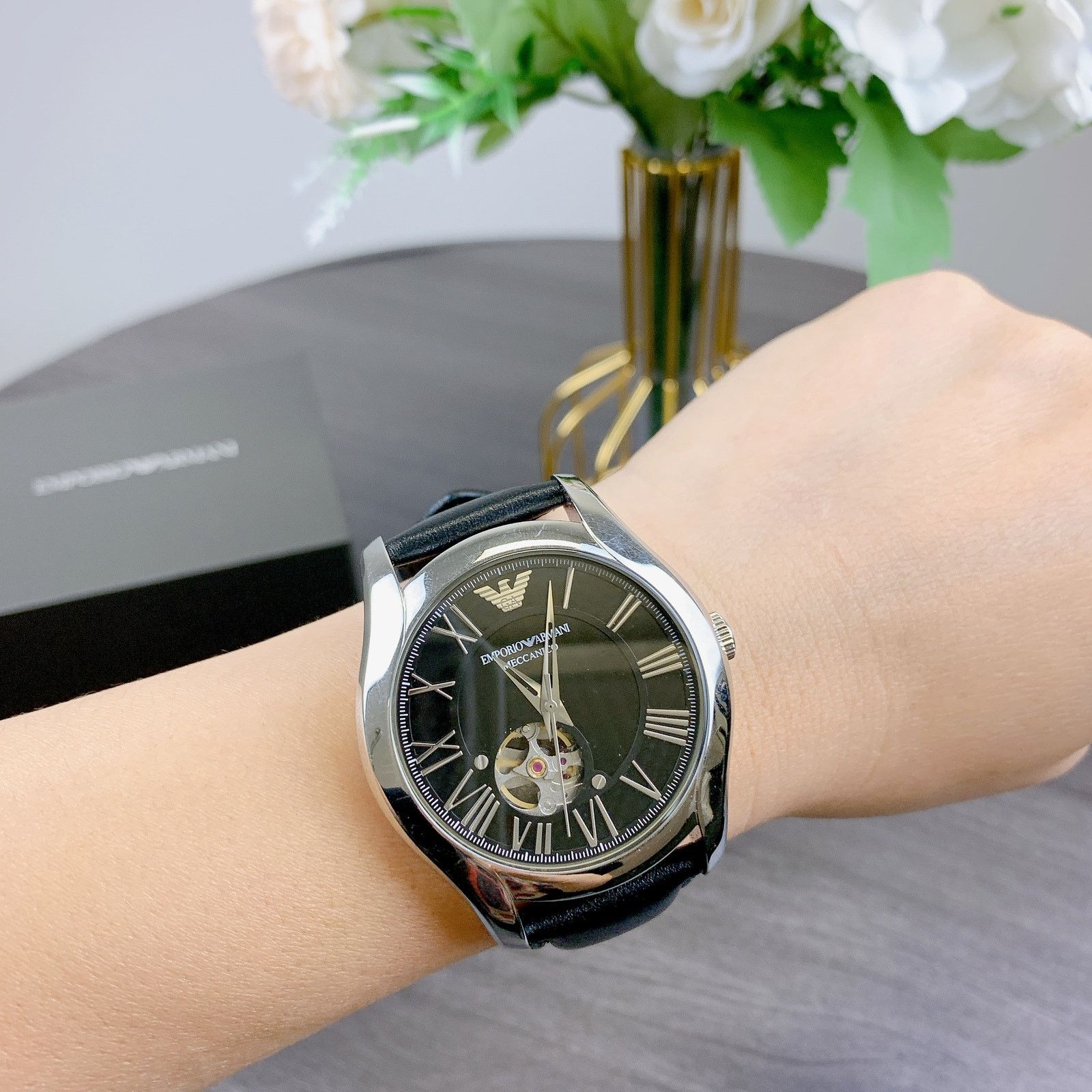 Emporio Armani Emporio Armani AR60016 Automatic Black Leather Watch Size ONE SIZE - 1 Thumbnail