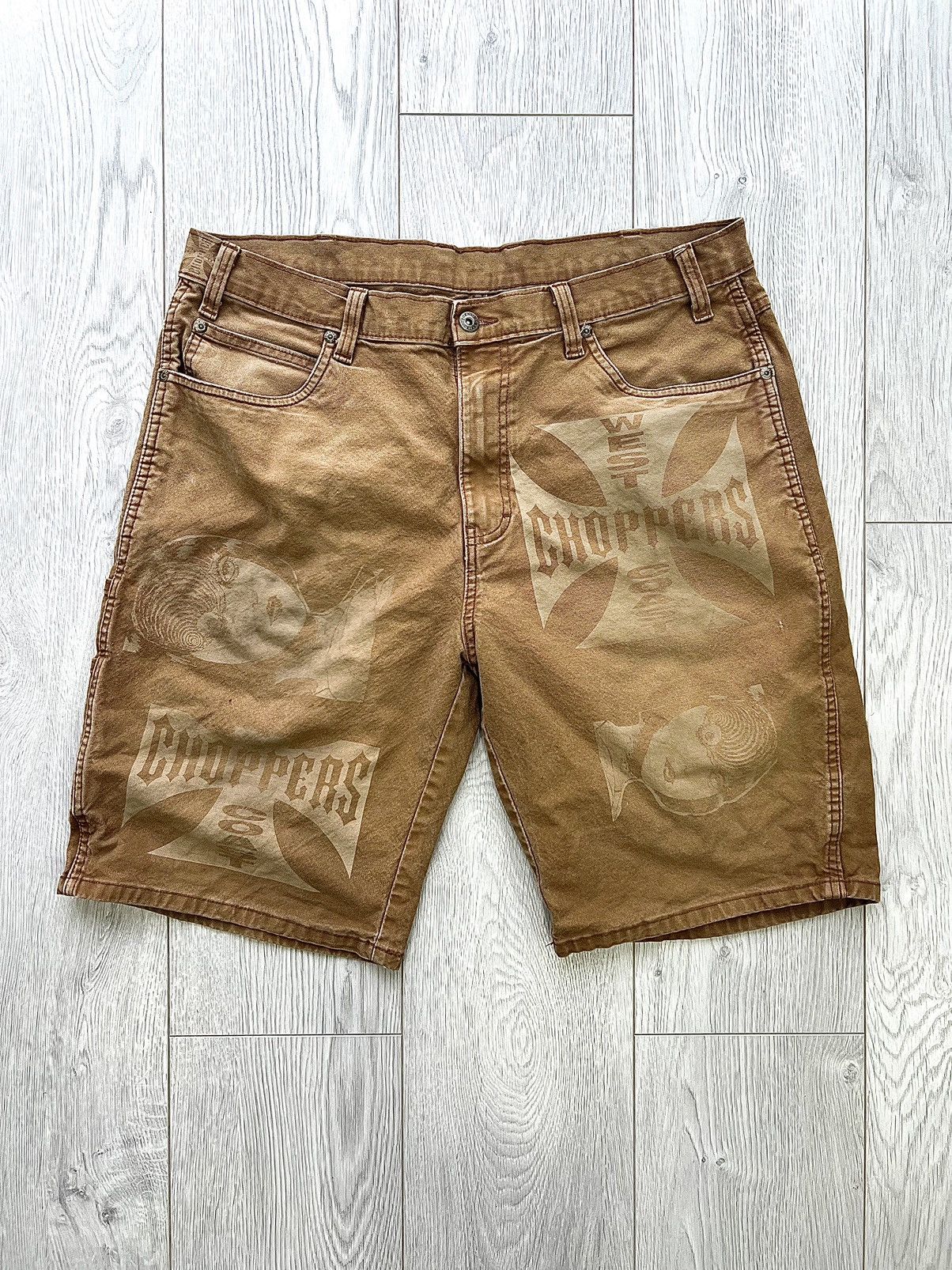 Vintage Vintage Y2K Dickies Custom Shorts Choppers Anime Brown sz 38 Size US 38 / EU 54 - 1 Thumbnail