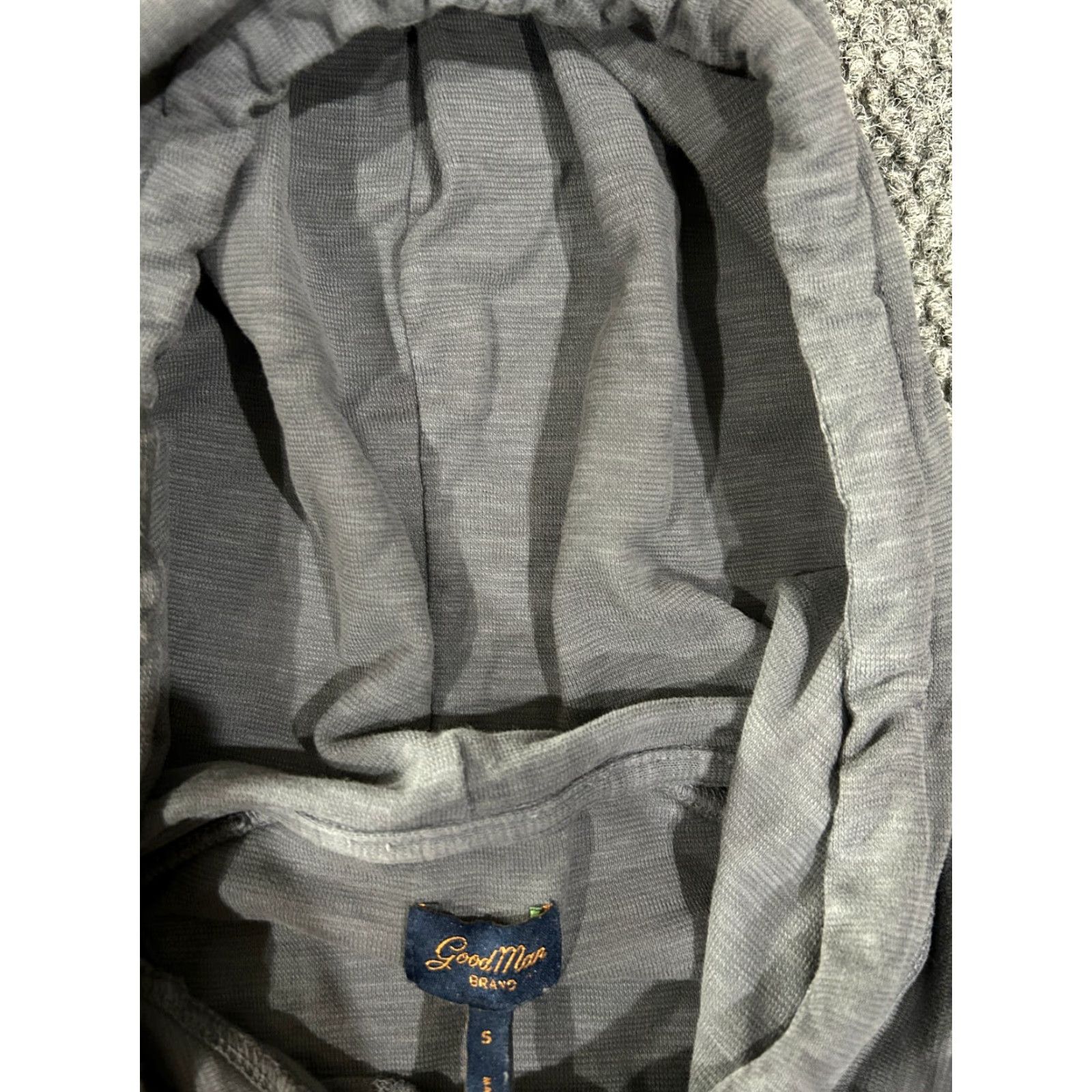 Vintage Goodman Hoodie Mens Small Gray Lightweight Drawstring Pullover Casual Zip Knit Cotton Polyester Regular Long Sleeve Solid Music Theme Boys? Size US S / EU 44-46 / 1 - 3 Thumbnail