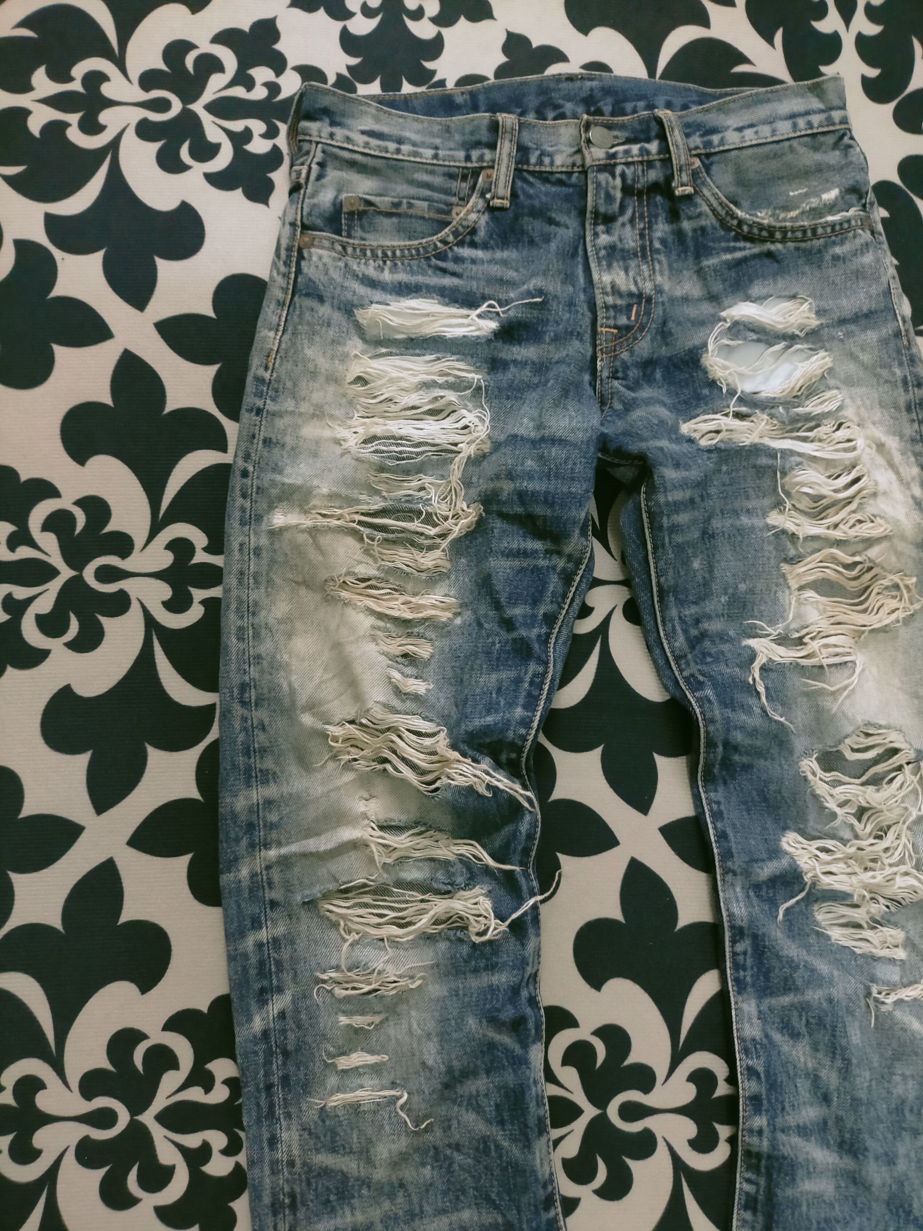 If Six Was Nine × Japanese Brand 🔥Insane🔥Rna Inch Kapital Style Distressed Denim Size US 28 / EU 44 - 4 Thumbnail