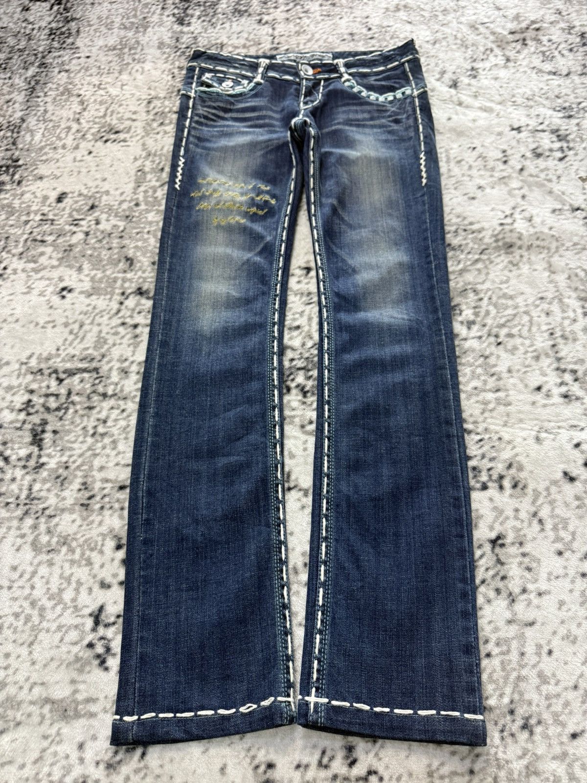 Cycle Japan Embroidered Bold Stitch Studded Skinny Jeans