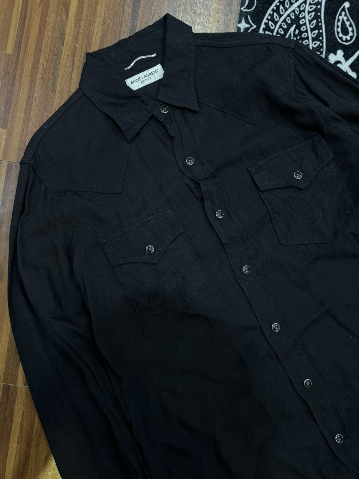 Saint Laurent Paris Saint Laurent pointed collar Western denim shirt Size US M / EU 48-50 / 2 - 3 Thumbnail