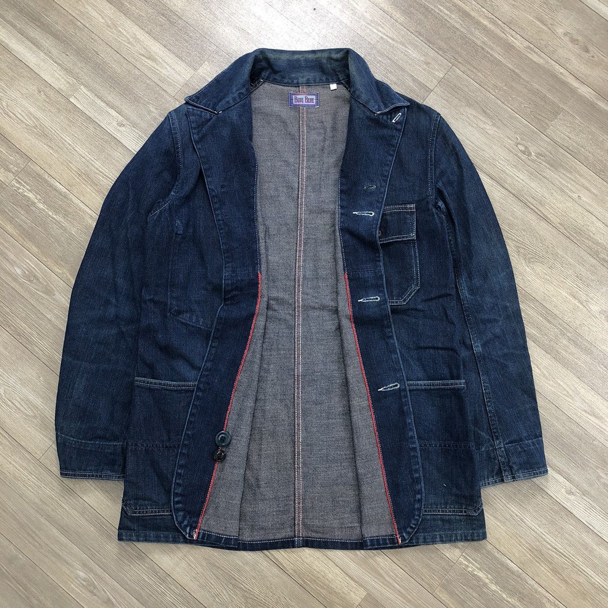 Blue Blue Japan × Vintage 1990s Vintage Blue Blue Japan Selvedge Chore Jacket Size US M / EU 48-50 / 2 - 2 Thumbnail