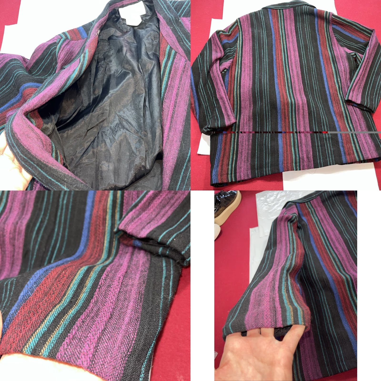 Vintage VINTAGE Donnkenny Blazer Jacket Wool Striped 1 Button 38 Purple Size XS / US 0-2 / IT 36-38 - 9 Thumbnail