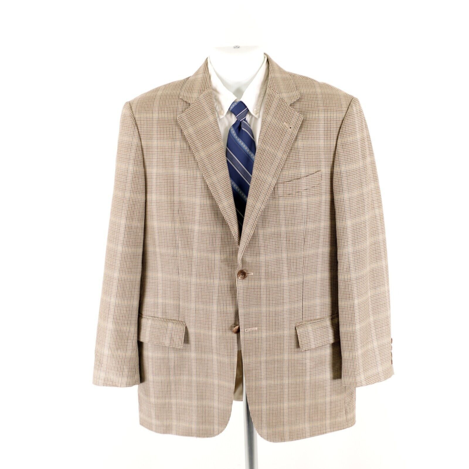 Joseph Abboud Joseph Abboud Classic Wool Silk Green Beige Blue Houndstooth Size 42R - 6 Thumbnail