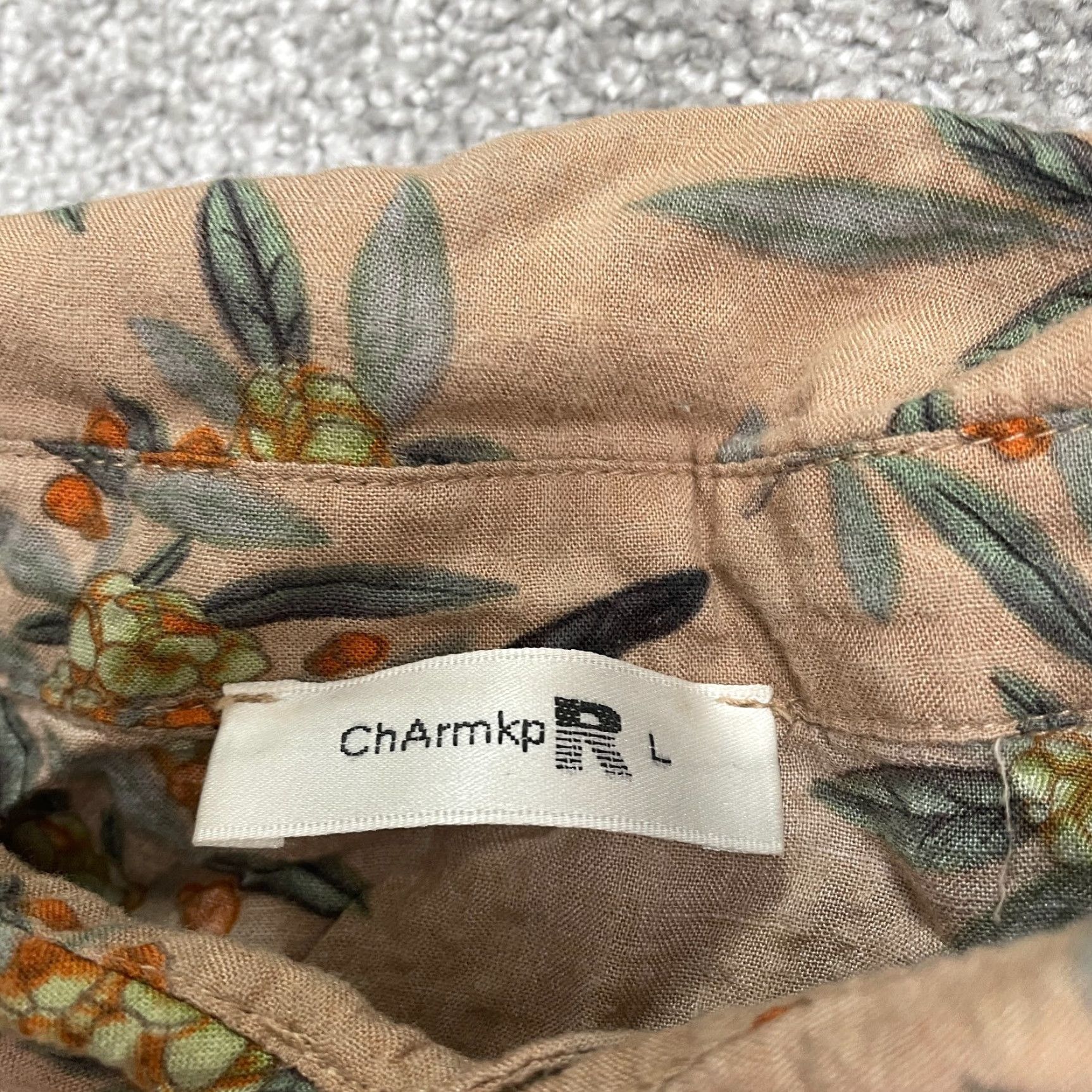 Vintage ChArmkpR Hawaiian Shirt Mens L Brown Floral Short Sleeve Button-Down Casual Size US L / EU 52-54 / 3 - 4 Thumbnail