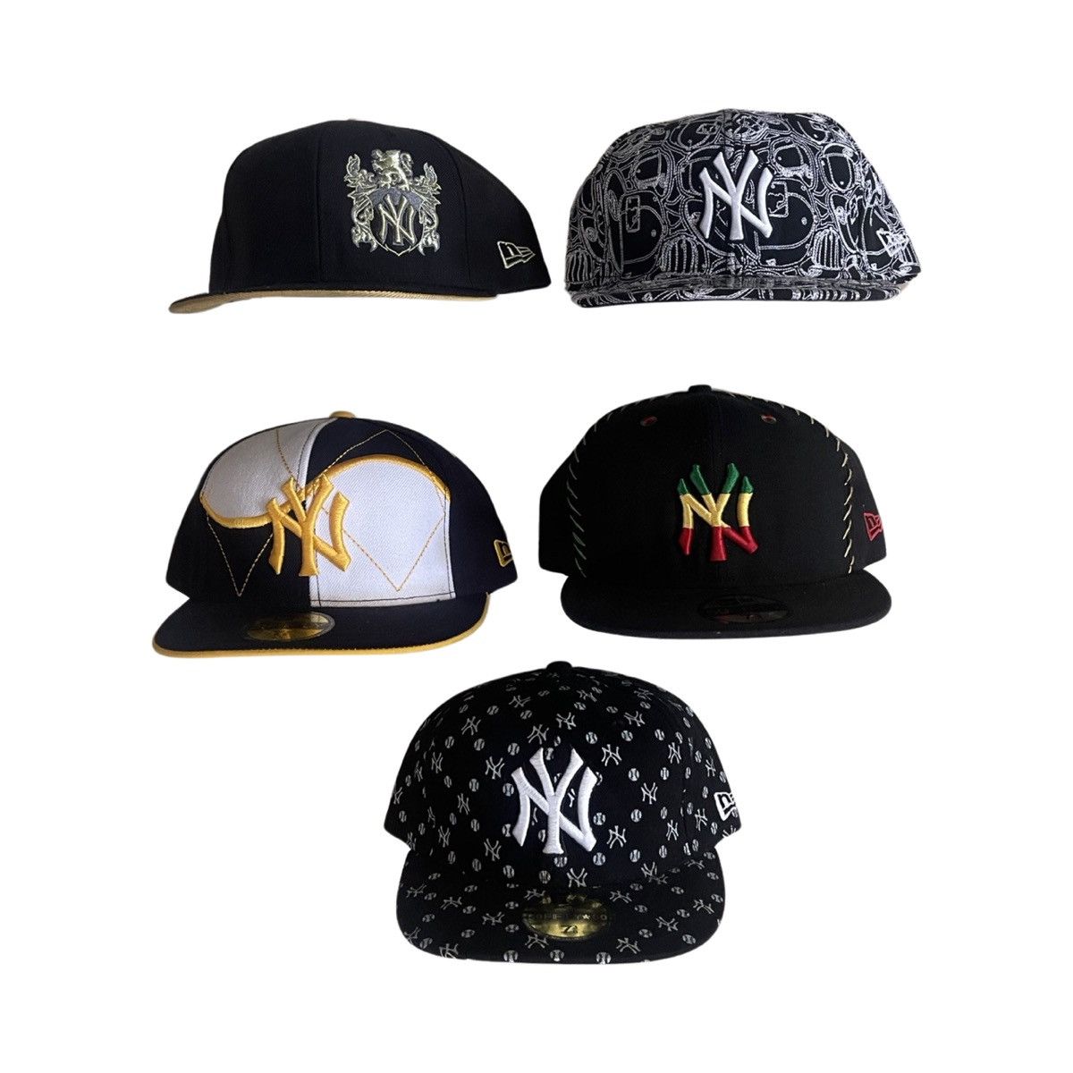 image of New Era Fitted Hat Bundle Lot Size 7 3/8 in Black, Men's