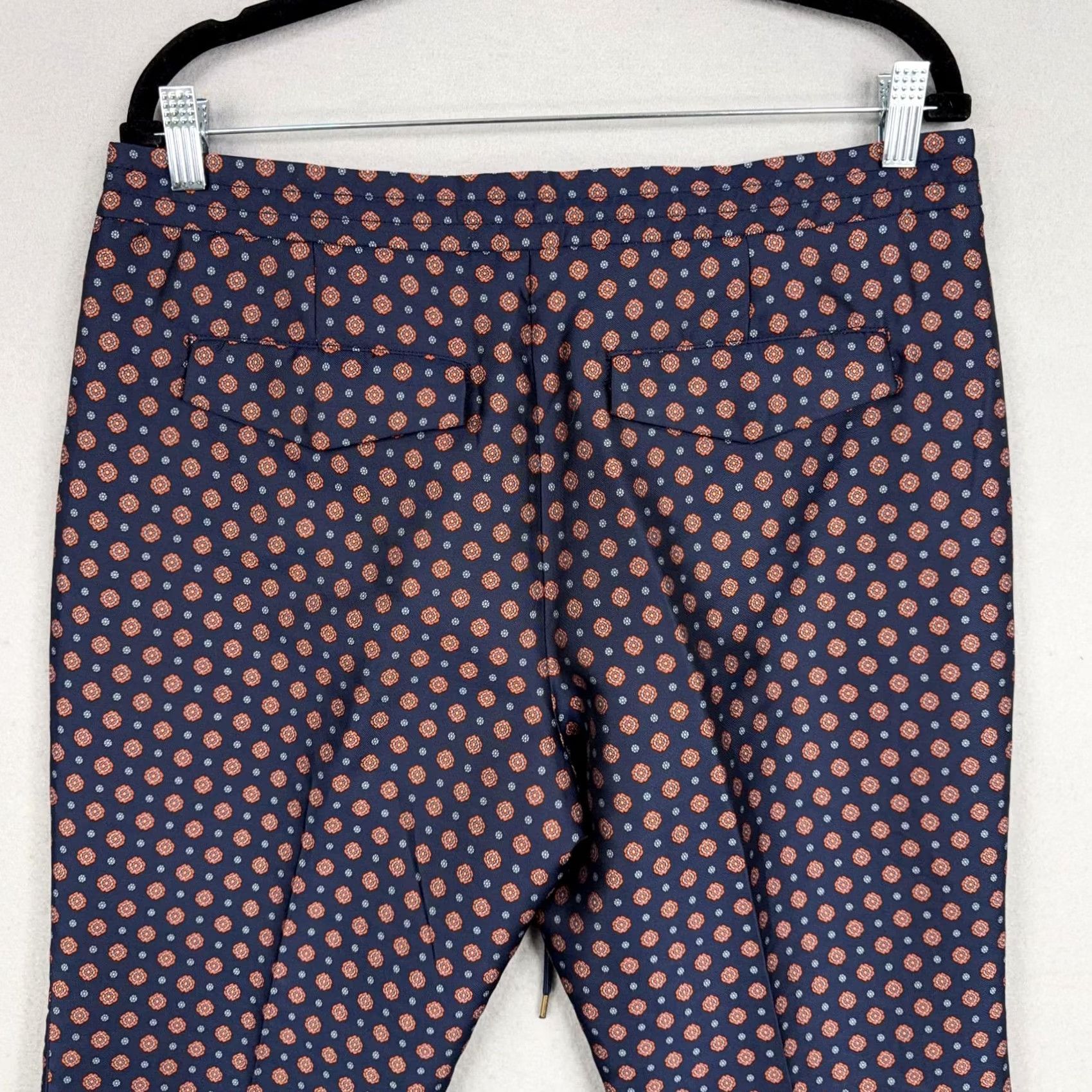 J.Crew J.CREW Pants Womens 10 Blue Orange Foulard Medallion Print Tapered Ankle Trouser Size 32" / US 10 / IT 46 - 7 Thumbnail