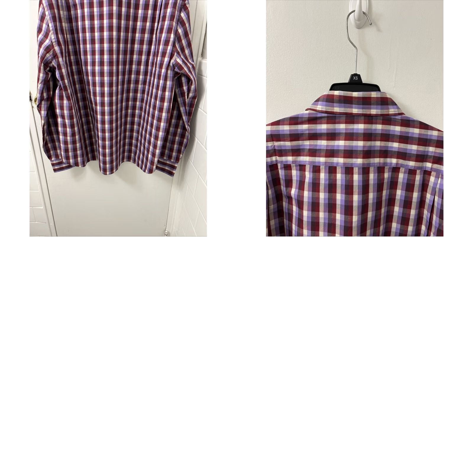 Haggar VINTAGE Haggar Shirt Mens 2XL Wine Plaid Button-Down Long Sleeve NWT Size US XXL / EU 58 / 5 - 9 Thumbnail