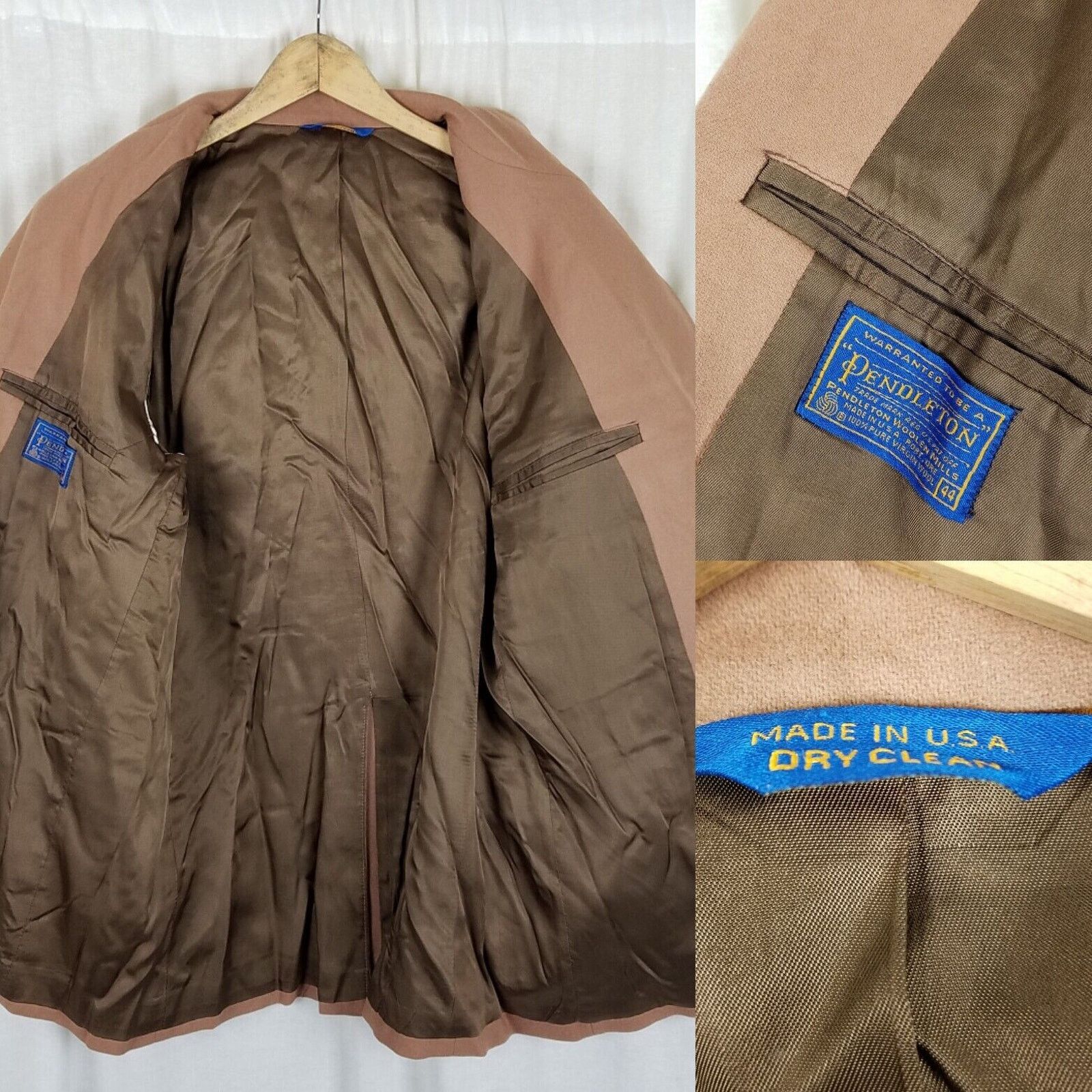 Pendleton Pendleton Wool Camel Sport Coat Suit Jacket Blazer 44 Vtg Size 44R - 7 Thumbnail