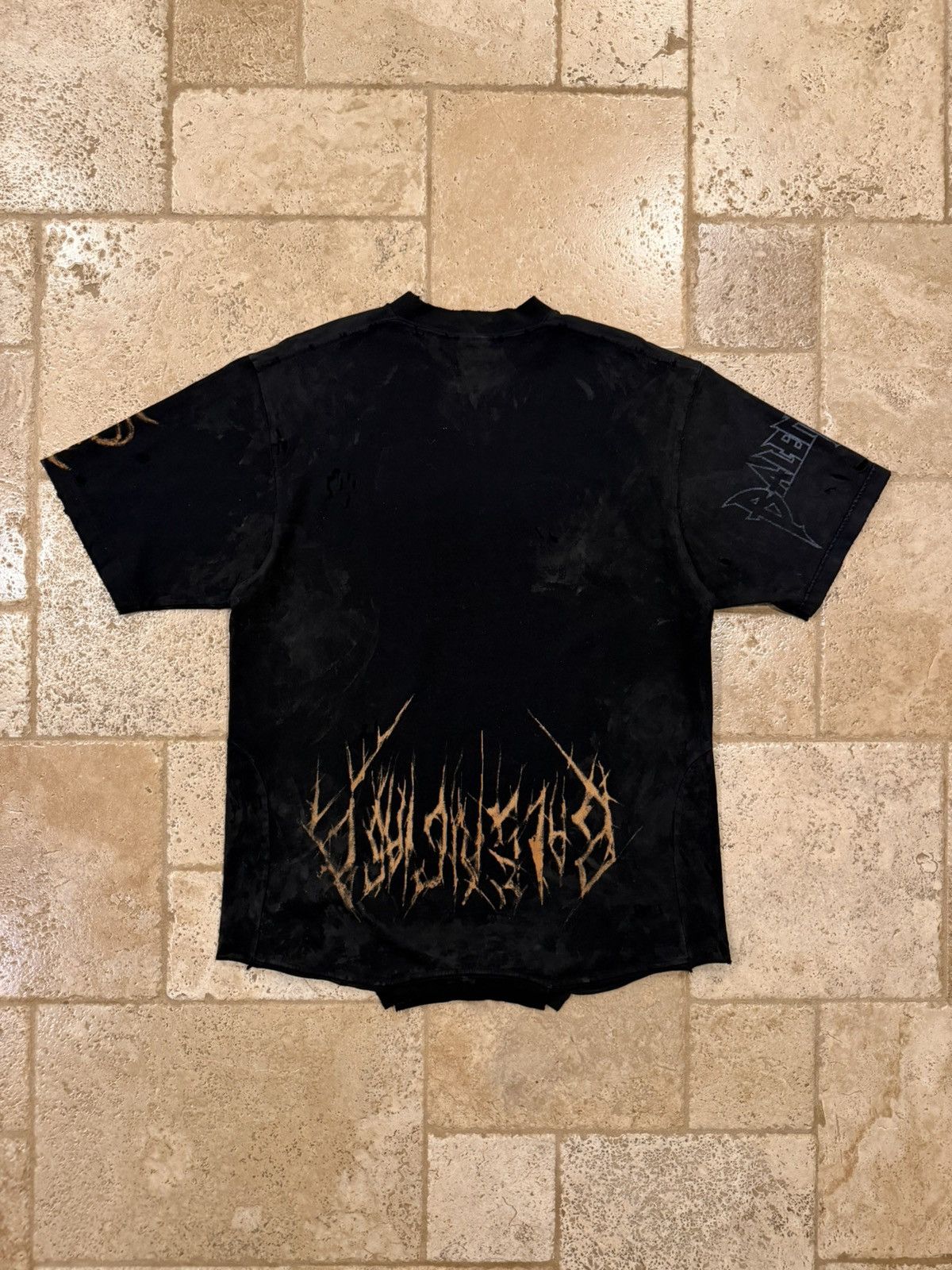 Balenciaga Balenciaga Upside Down Paris Moon Distressed Black T-Shirt Size US XL / EU 56 / 4 - 10 Thumbnail