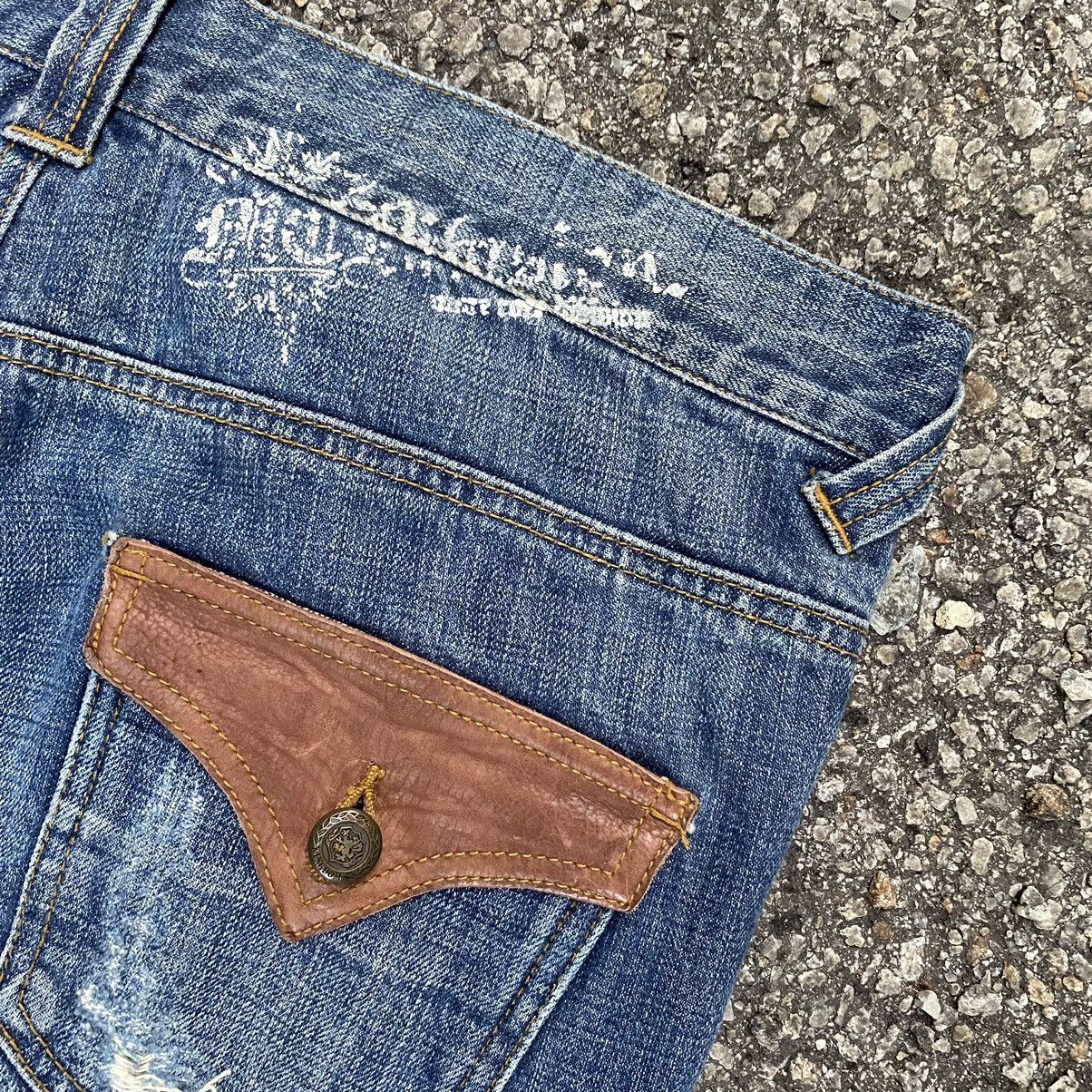 If Six Was Nine MCD Mcdmsion Leather Pocket Denim Punk Distressed Denim Size US 33 - 9 Thumbnail