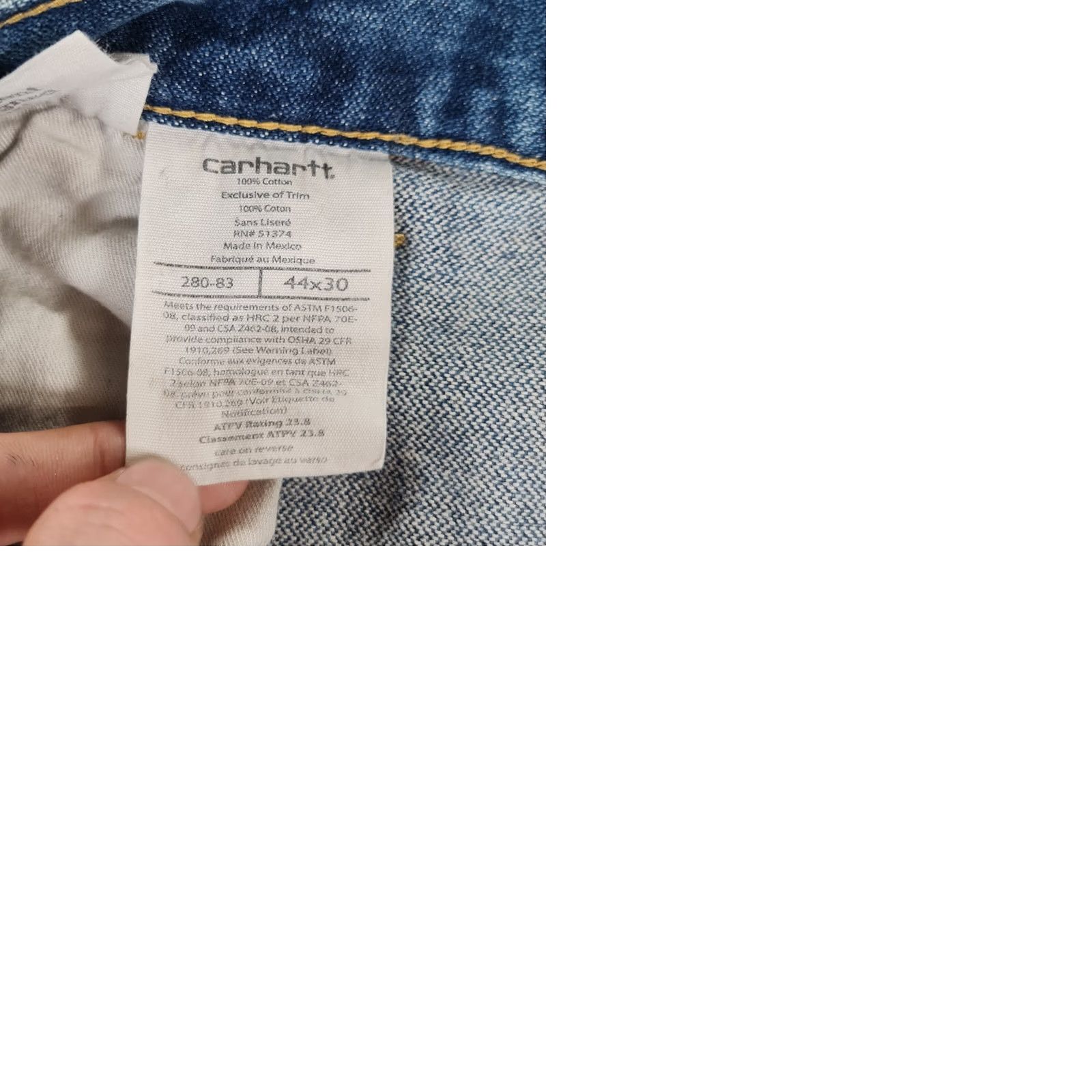 Carhartt VINTAGE Carhartt Jeans Blue W44 L30 Flame Resistant Original Fit Denim 280 03 Size US 44 / EU 60 - 9 Thumbnail