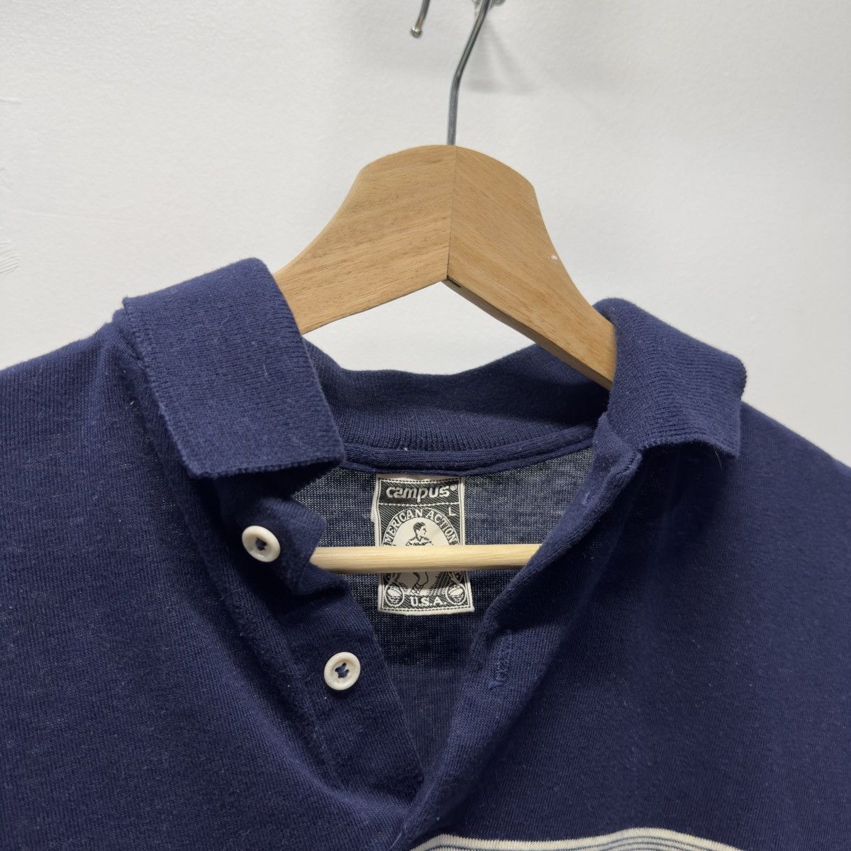Vintage 70s Campus Striped Rugby Polo Shirt ERD Grunge USA Size US L / EU 52-54 / 3 - 4 Thumbnail