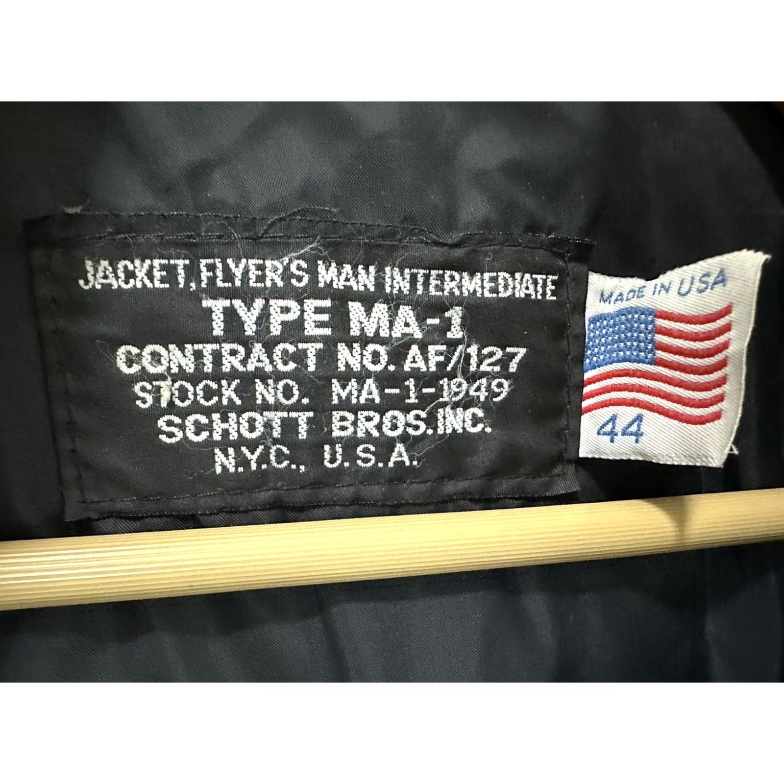 Schott VTG Schott MA-1 1949 Dark Brown Leather Bomber Jacket Size 44 USA Mens Jacket Brown MA-1 USA Size US S / EU 44-46 / 1 - 3 Thumbnail