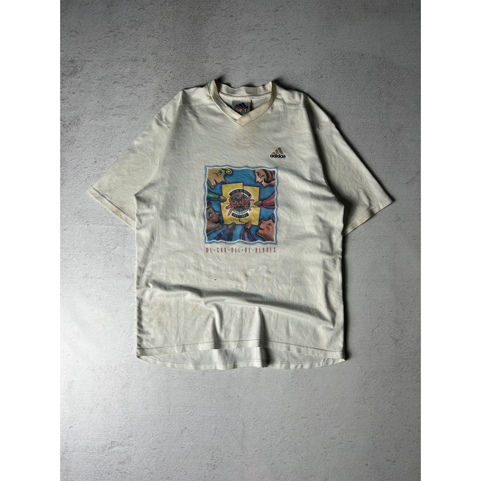 Adidas Vintage Adidas White Pre-owned Jersey T-Shirt - Men's Large Size US L / EU 52-54 / 3 - 1 Thumbnail