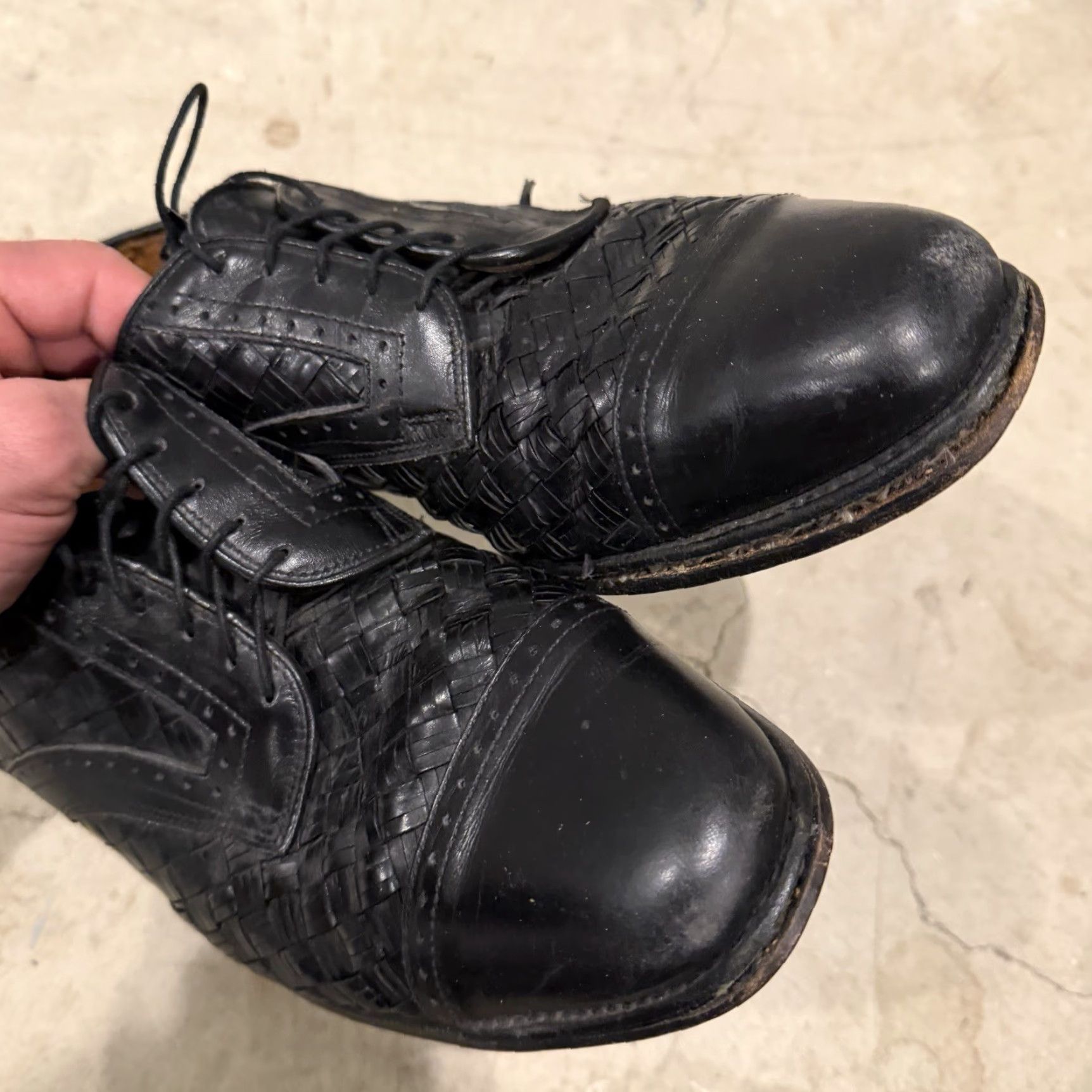 Allen Edmonds VINTAGE Allen Edmonds Crandon Black Weave Cap Toe Oxfords Mens 9.5 D Shoes Size ONE SIZE - 6 Thumbnail