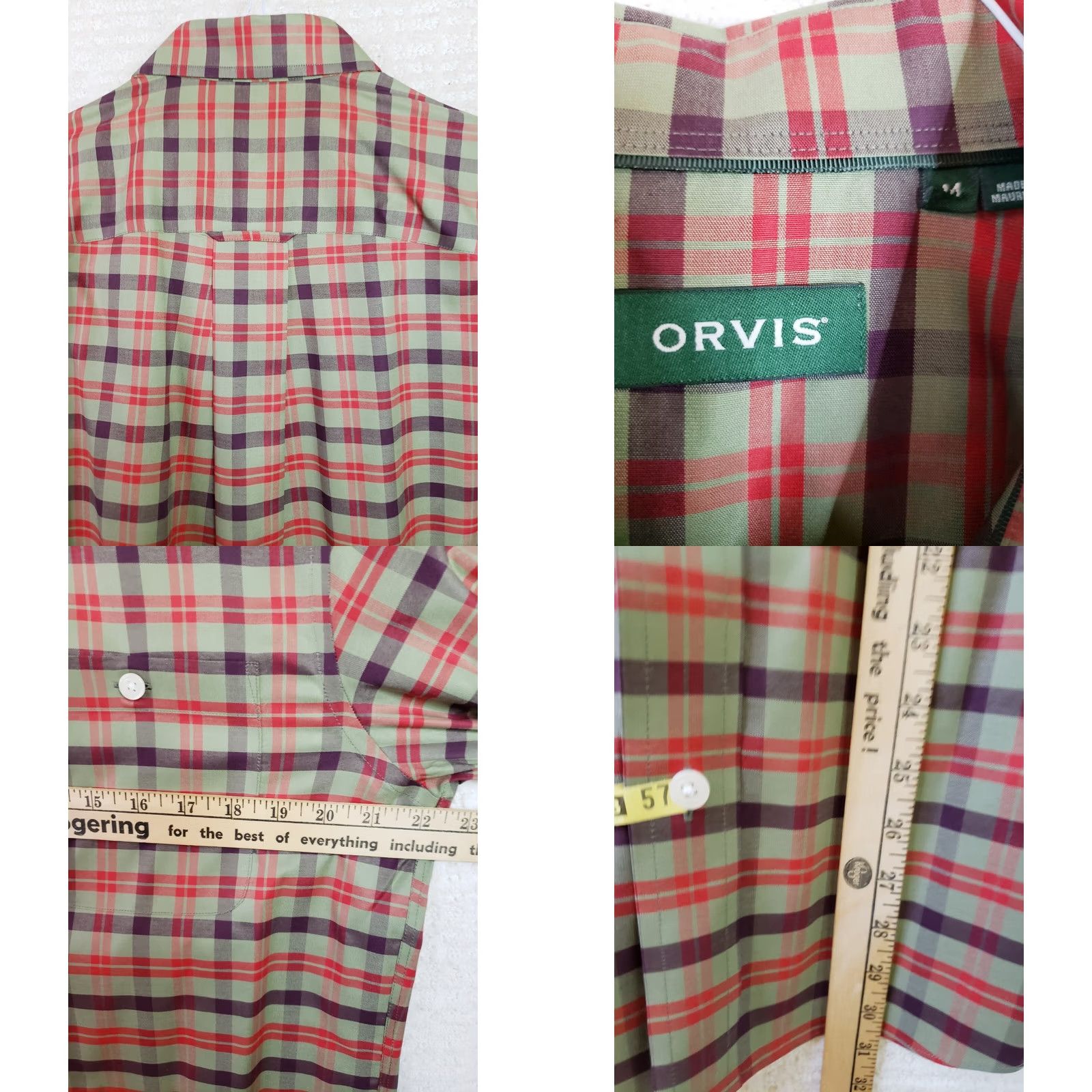 Orvis Orvis Button-Down Shirt Mens M Red Green Plaid Long Sleeve Casual, Travel, Workwear, Button Front, Regular Fit Size US M / EU 48-50 / 2 - 8 Thumbnail