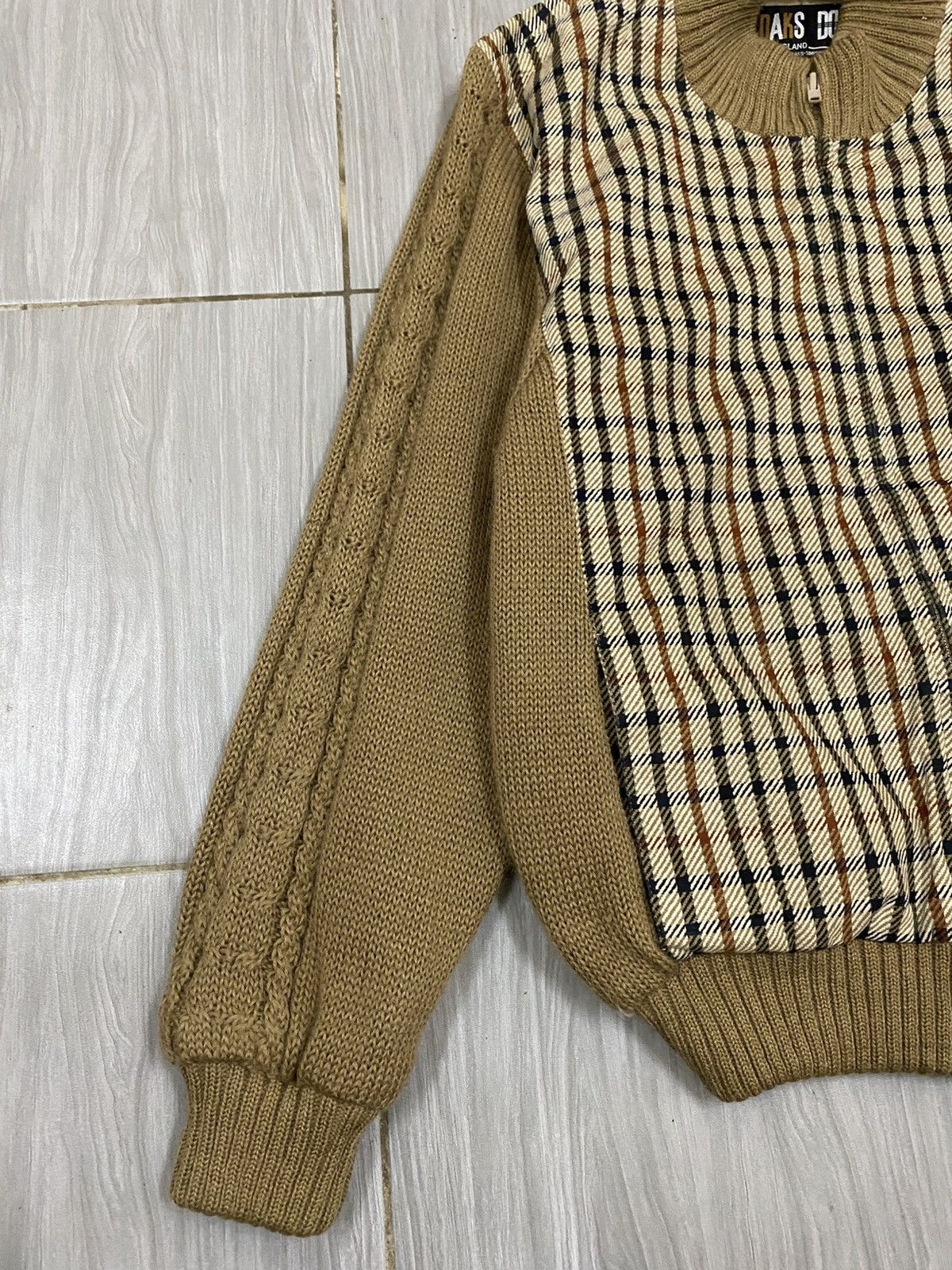 DAKS Vintage DAKS England Knit Bomber Jacket Plaid Panel Size US S / EU 44-46 / 1 - 3 Thumbnail