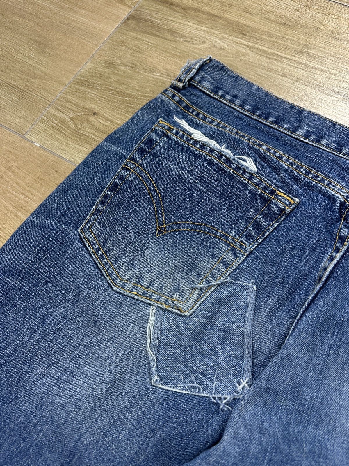 Levi's × Vintage Vintage Y2K Custom Levi’s Patchwork Flared Bootcut Jeans Size 30" / US 8 / IT 44 - 22 Thumbnail