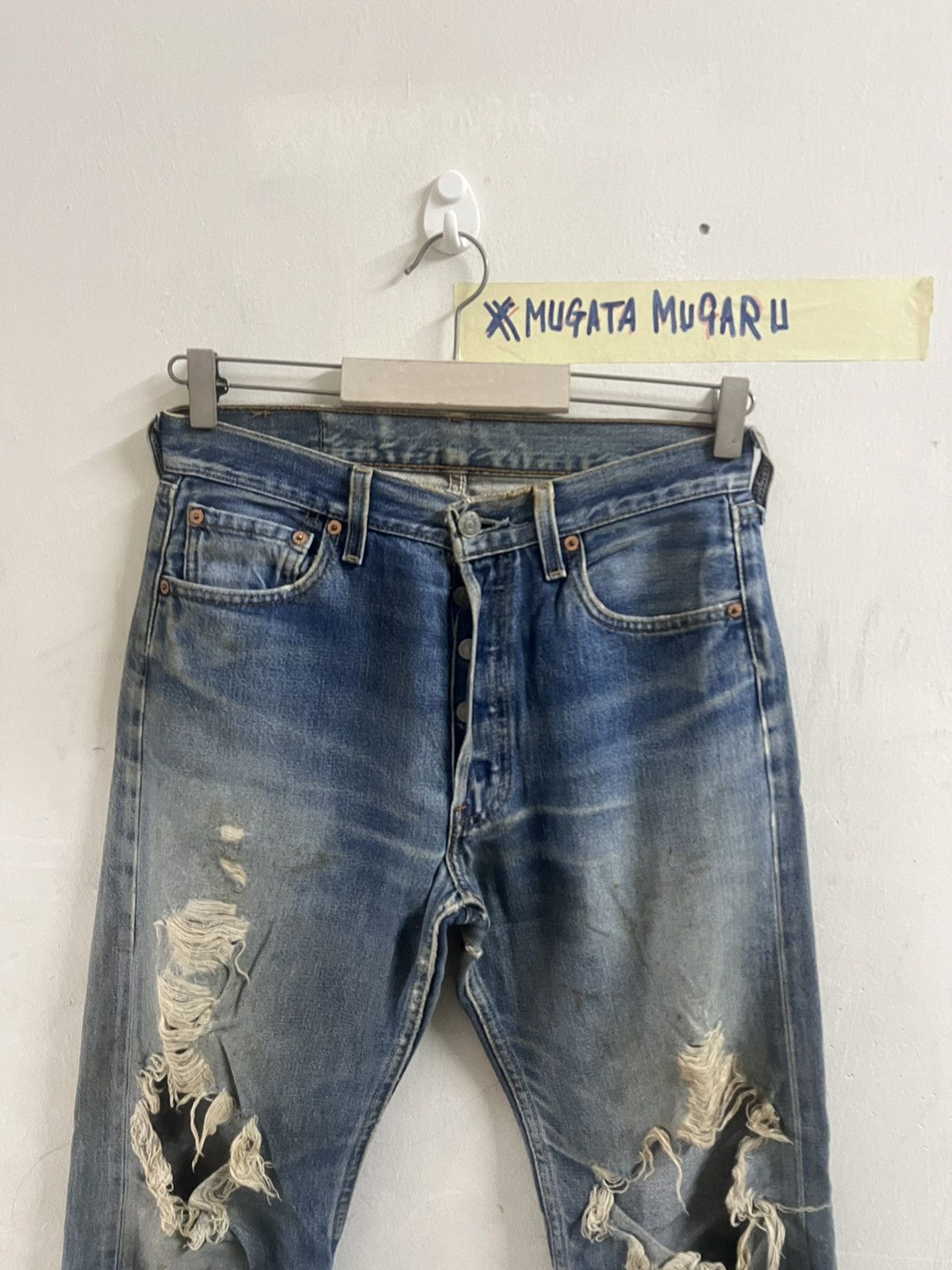 Japanese Brand × Levi's Vintage Clothing KURT COBAIN‼️THRASHED VINTAGE 501 DISTRESSED DENIM PANT Size US 32 / EU 48 - 2 Thumbnail