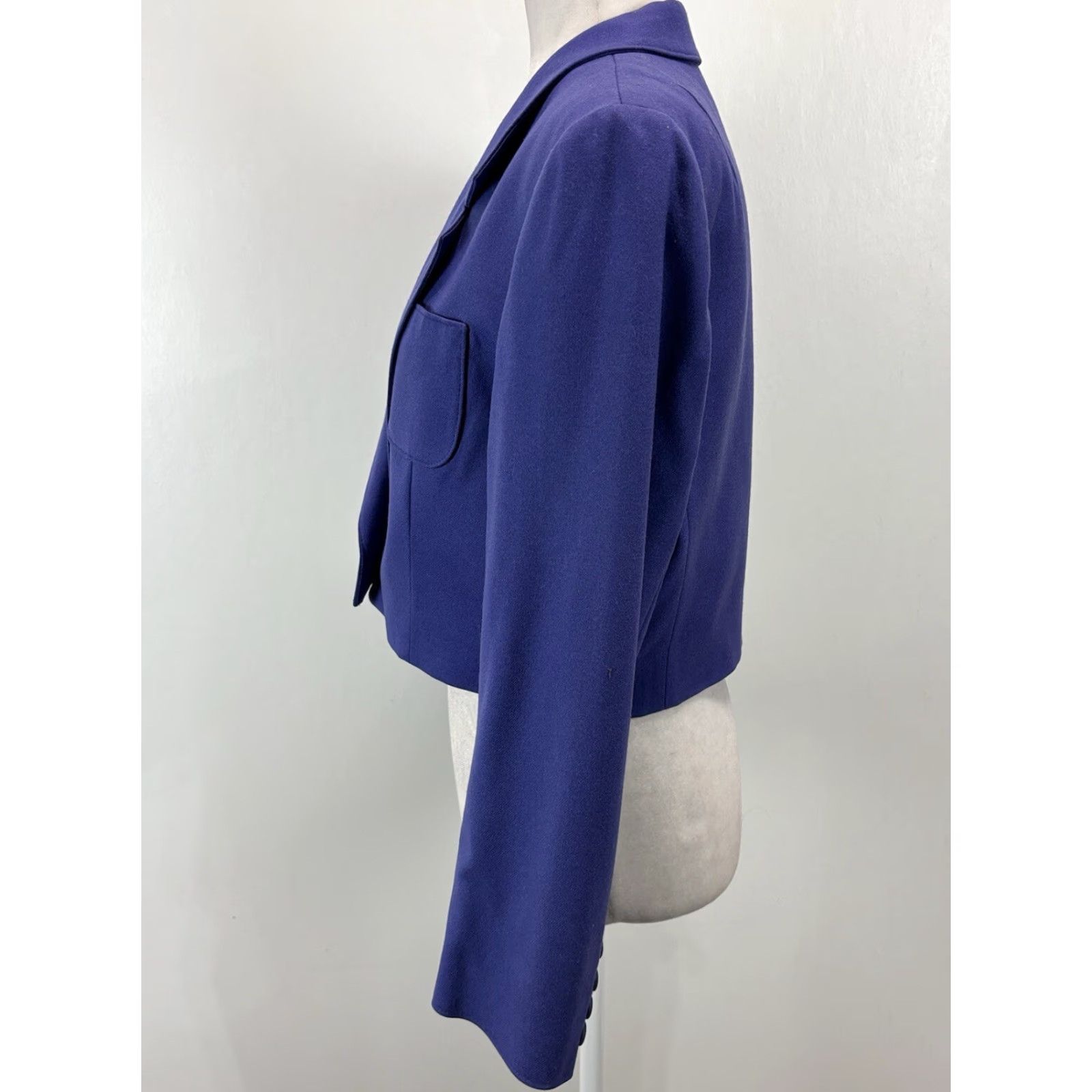 Pendleton VINTAGE Pendleton Blazer Women 14P Cropped One-Button Wool Blue Purple 80s Classic Womens Size XL / US 12-14 / IT 48-50 - 2 Thumbnail