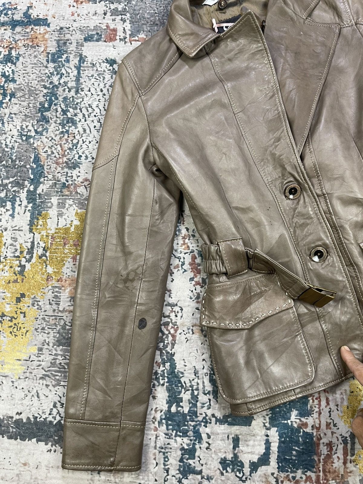 If Six Was Nine Sinéquanone Sheepskin Racoon Fur Belted Leather Jacket Size XS / US 0-2 / IT 36-38 - 5 Thumbnail