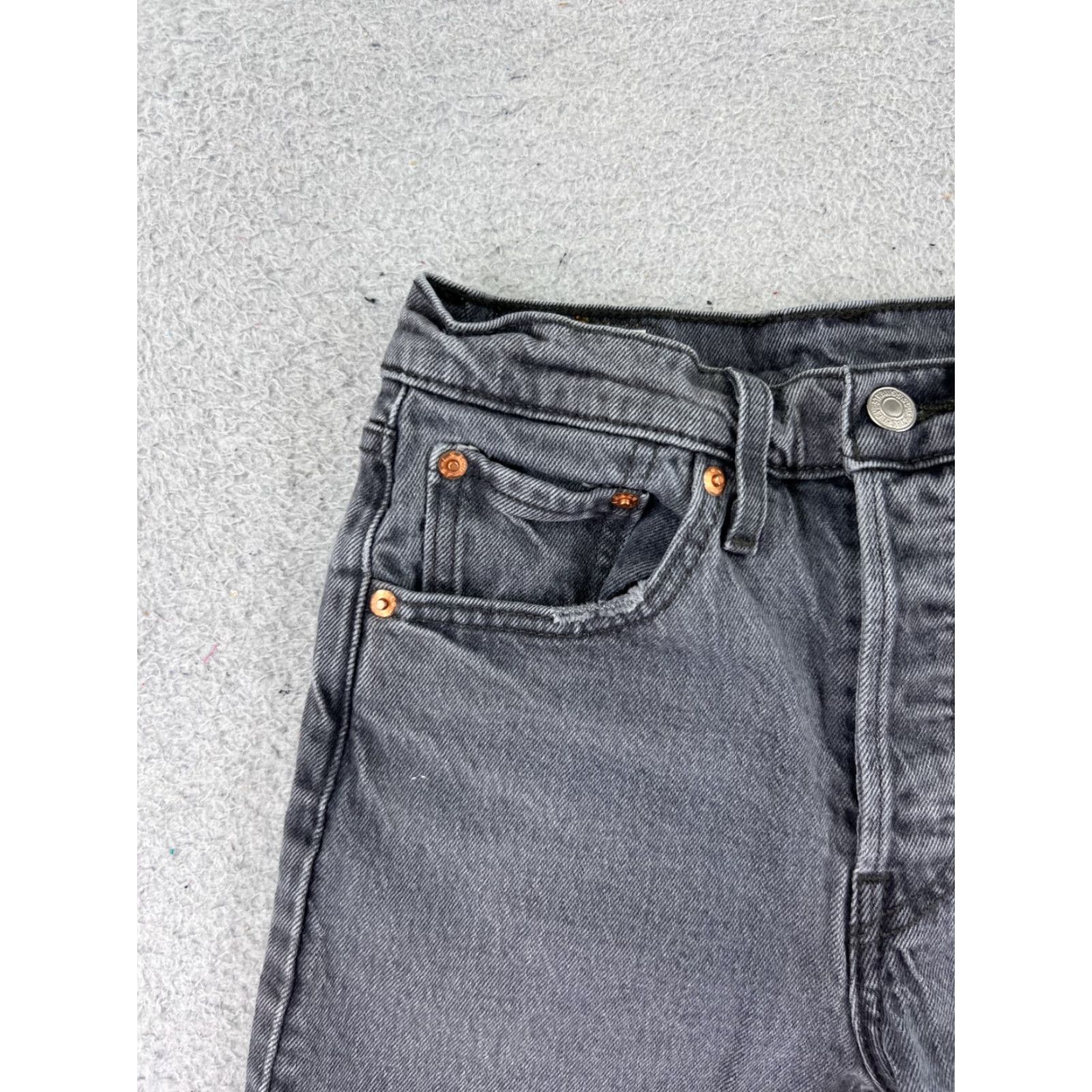 Levi's Levis Shorts Womens 24 Gray Denim Jean Cutoff Premium Big E 501 Button Fly 21x6 Size 42" / US 20 - 4 Thumbnail
