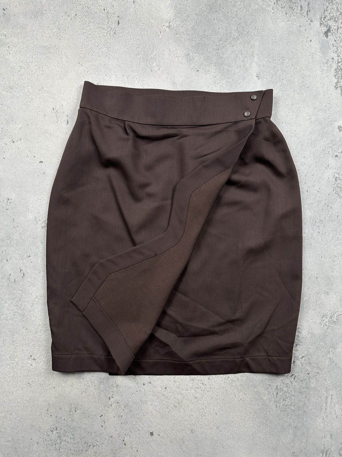 Thierry Mugler Thierry Mugler Paris Brown Wrap Pencil Skirt Structured 80s Size 28" / US 6 / IT 42 - 2 Thumbnail