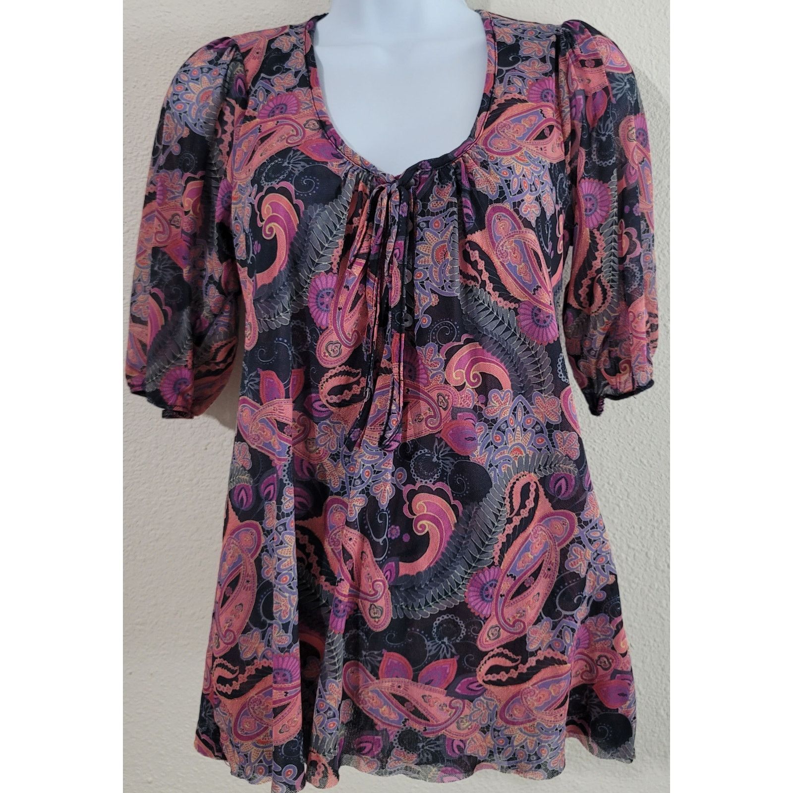 Other Daisy & Clover Anthropologie Purple Pink Floral Top Medium Size M / US 6-8 / IT 42-44 - 1 Thumbnail